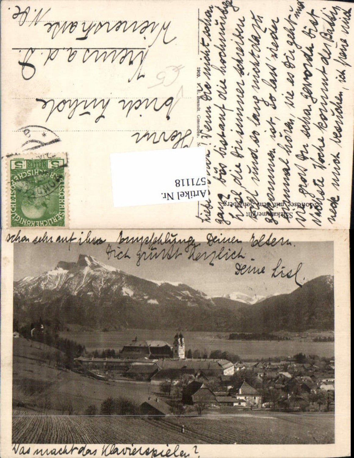 571118,Mondsee m. d. Schafberg pub F. E. Brandt 0106