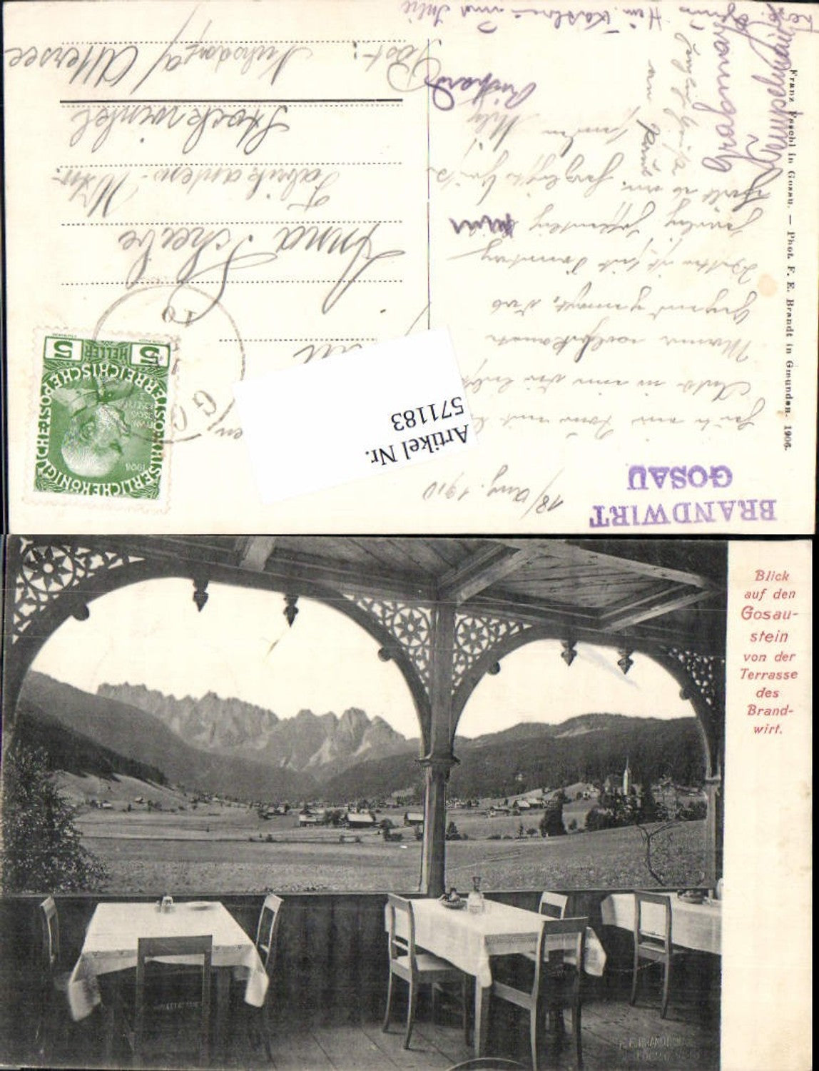 571183,Gosau Brandwirt Terrasse m. Gosaustein pub F. E. Brandt
