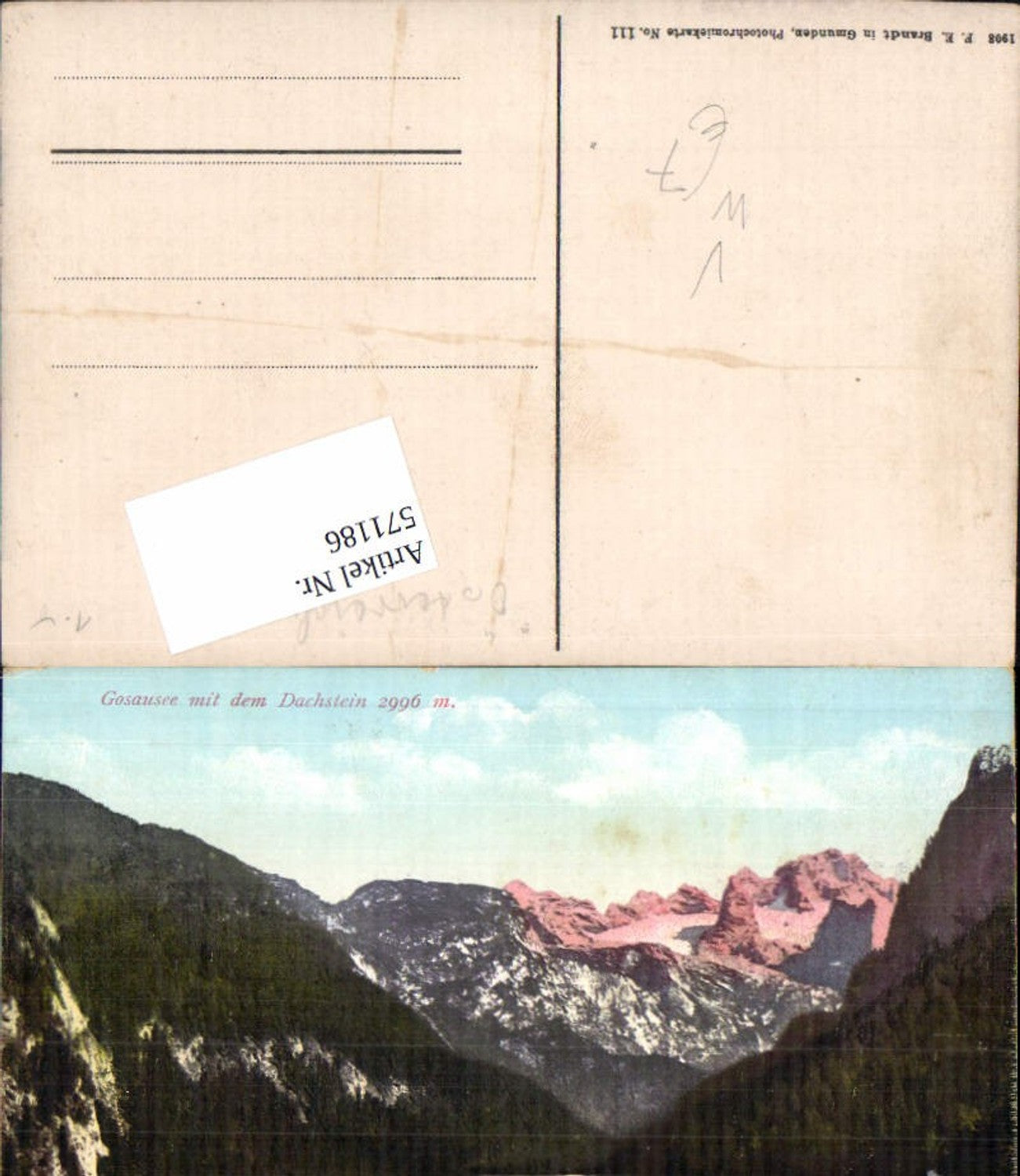 571186,Gosau Gosausee m. Dachstein pub F. E. Brandt 111