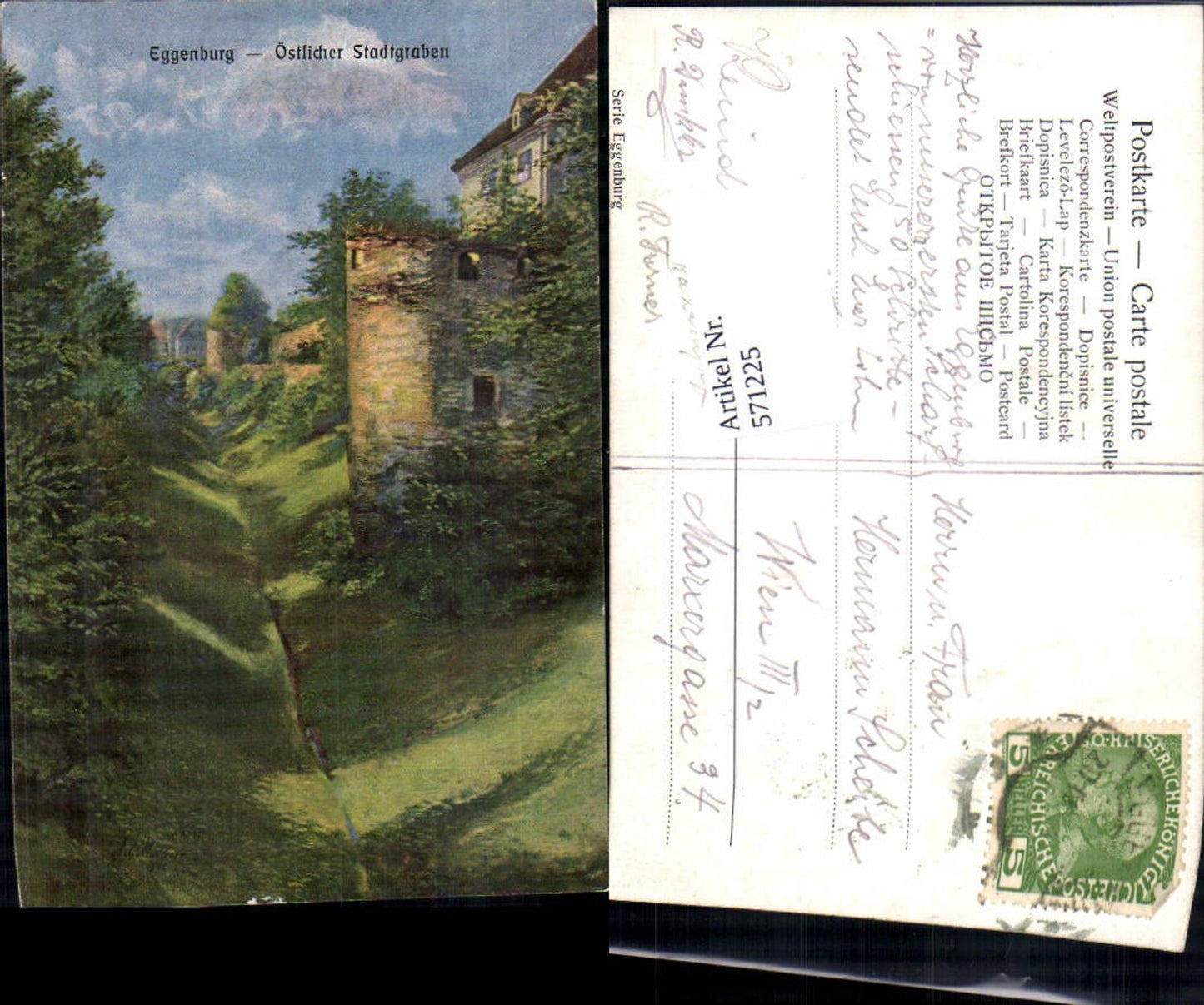 571225,Künstler AK Eggenburg Östlicher Stadtgraben