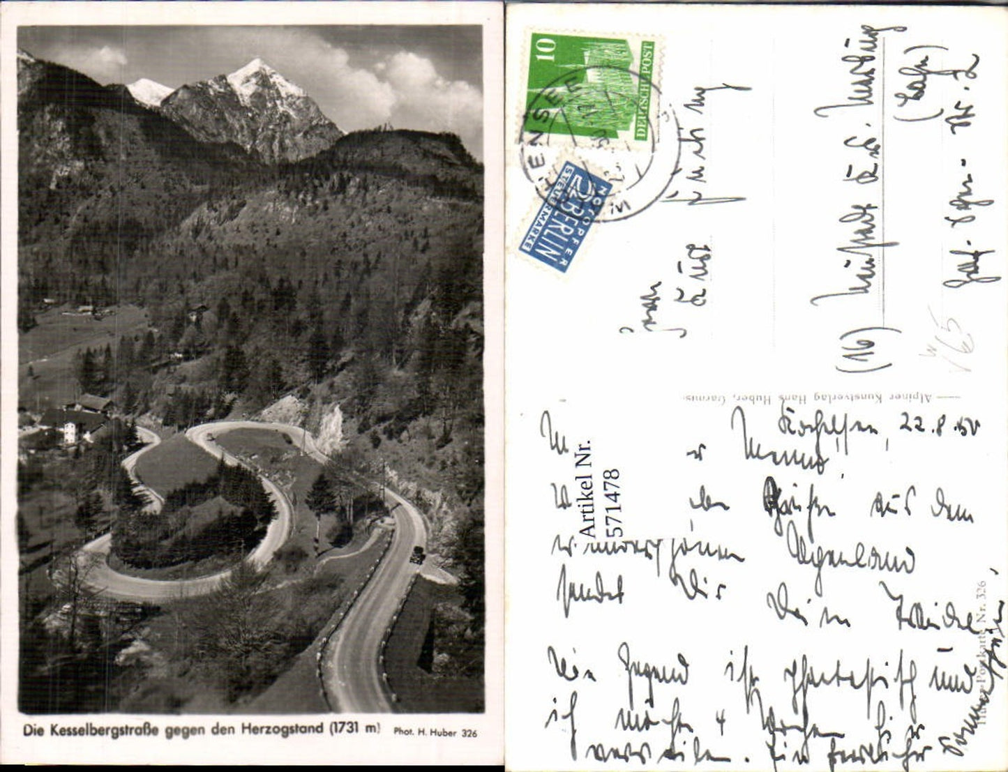 571478,Kesselbergstraße geg. d. Herzogstand Kochel a. See pub Hans Huber 326