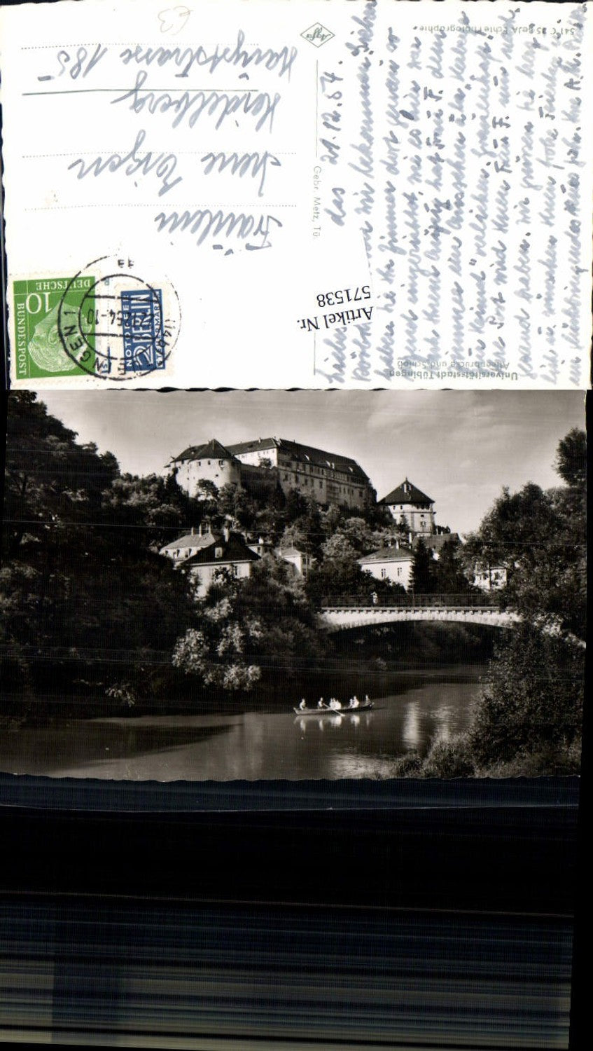 571538,Foto Ak Tübingen Alleenbrücke u. Schloß