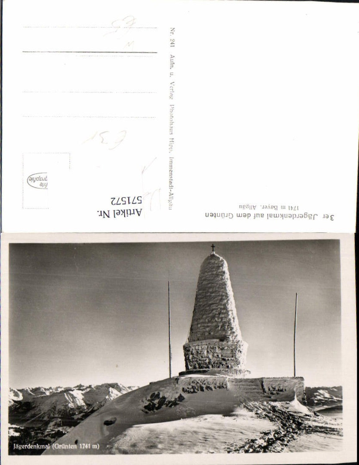 571572,Foto Ak Jägerdenkmal Grünten Gipfelkreuz Burgberg im Allgäu