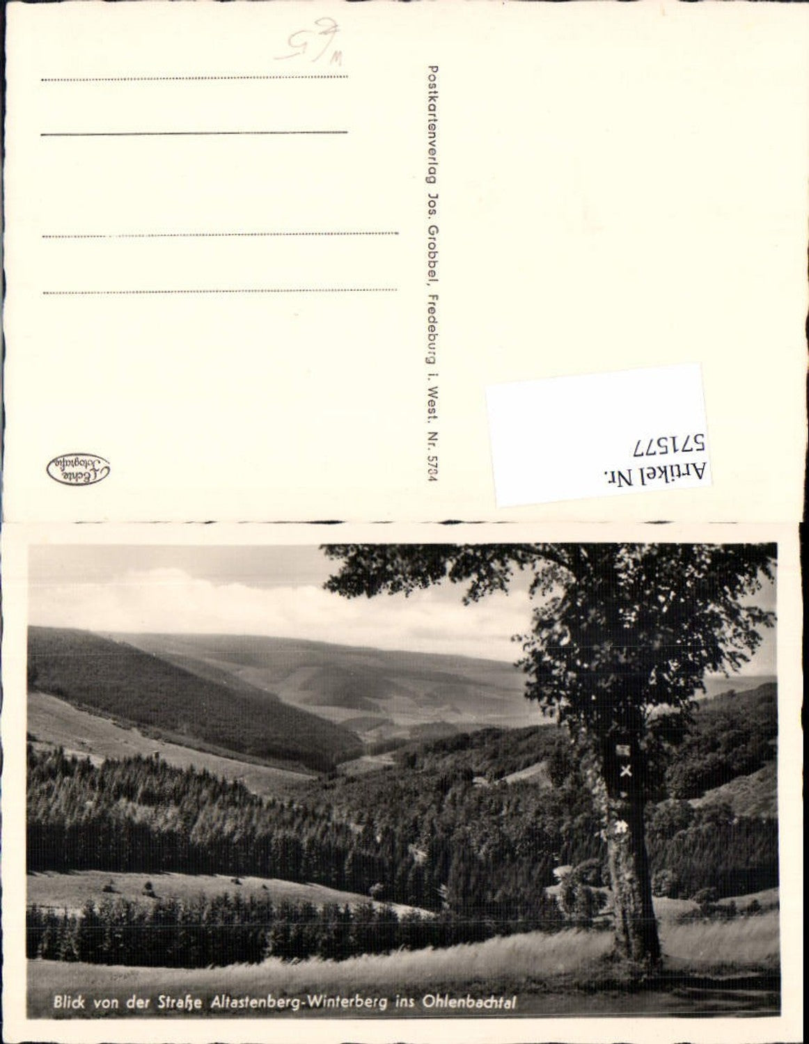 571577,Foto Ak Blick v. d. Straße Altastenberg Winterberg ins Ohlenbachtal