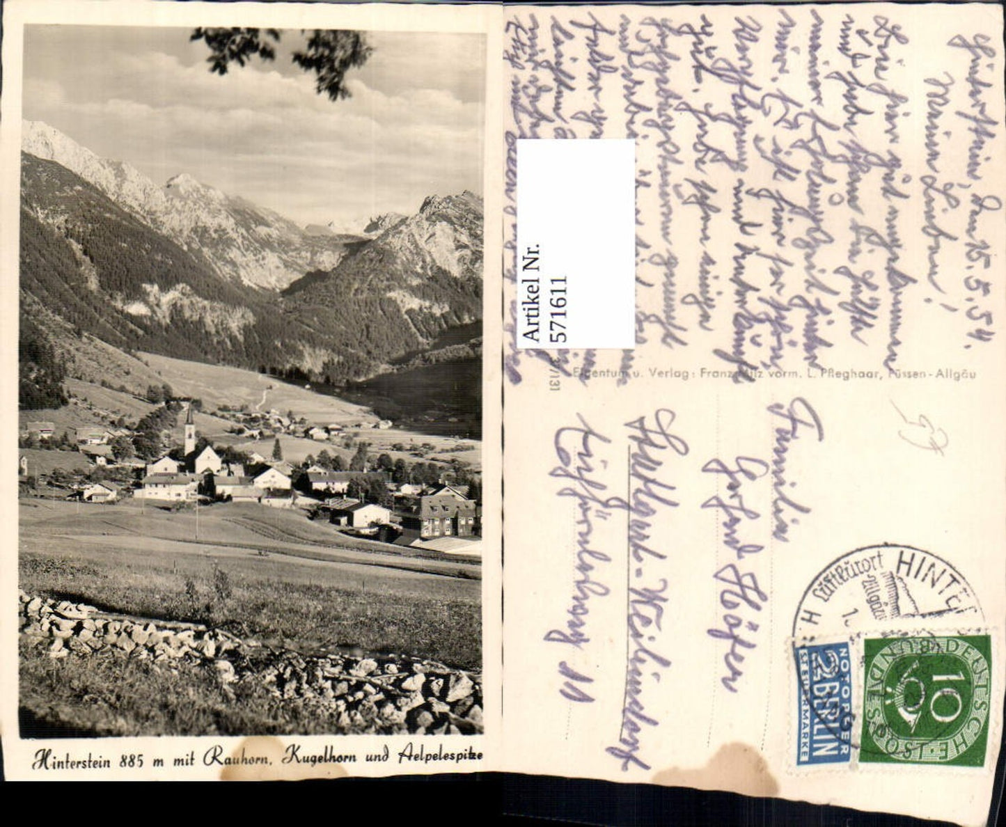 571611,Hinterstein m. Rauhorn Kugelhorn u. Aelpelespitze Bad Hindelang