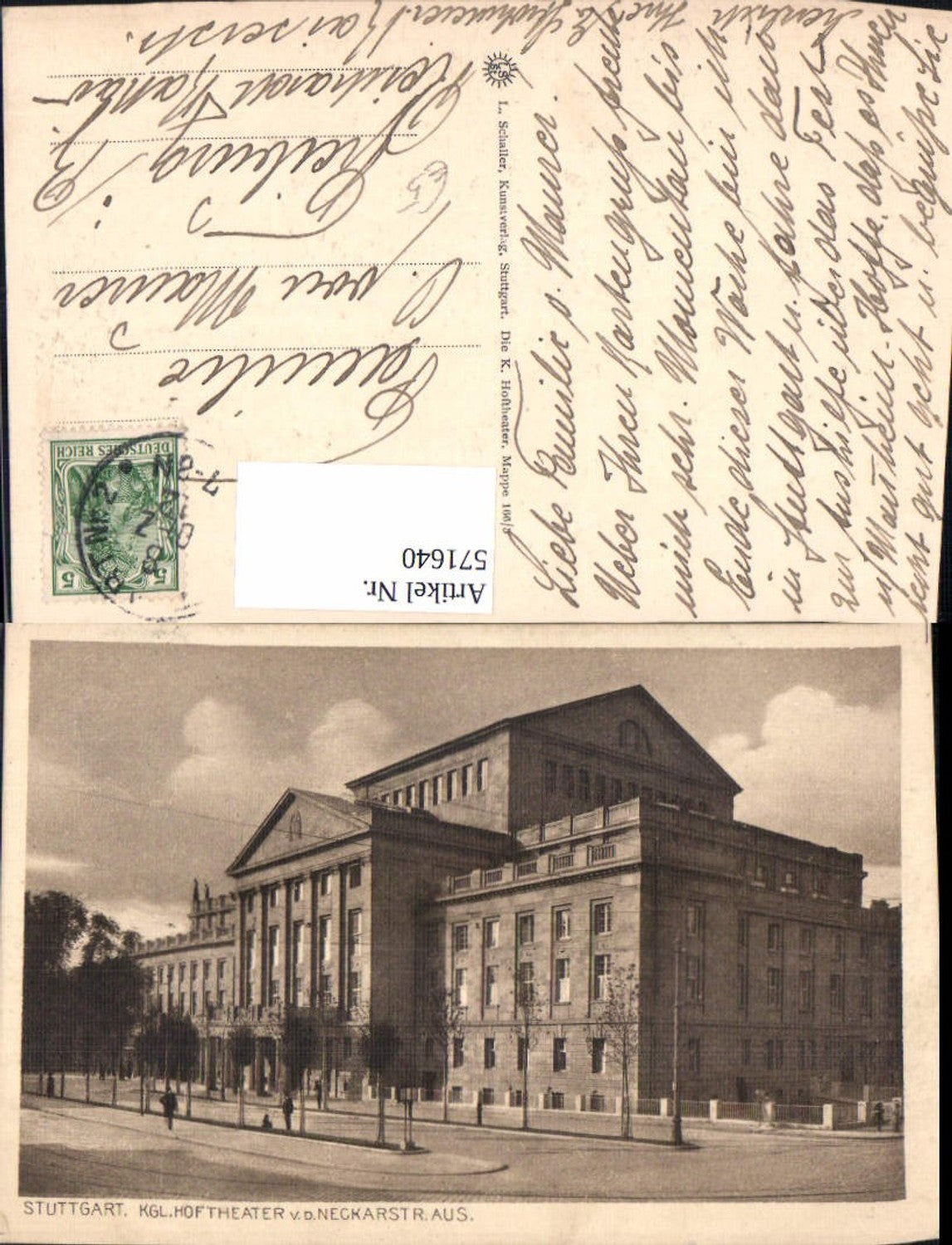 571640,Stuttgart Theater Hoftheater v. d. Neckarstraße aus