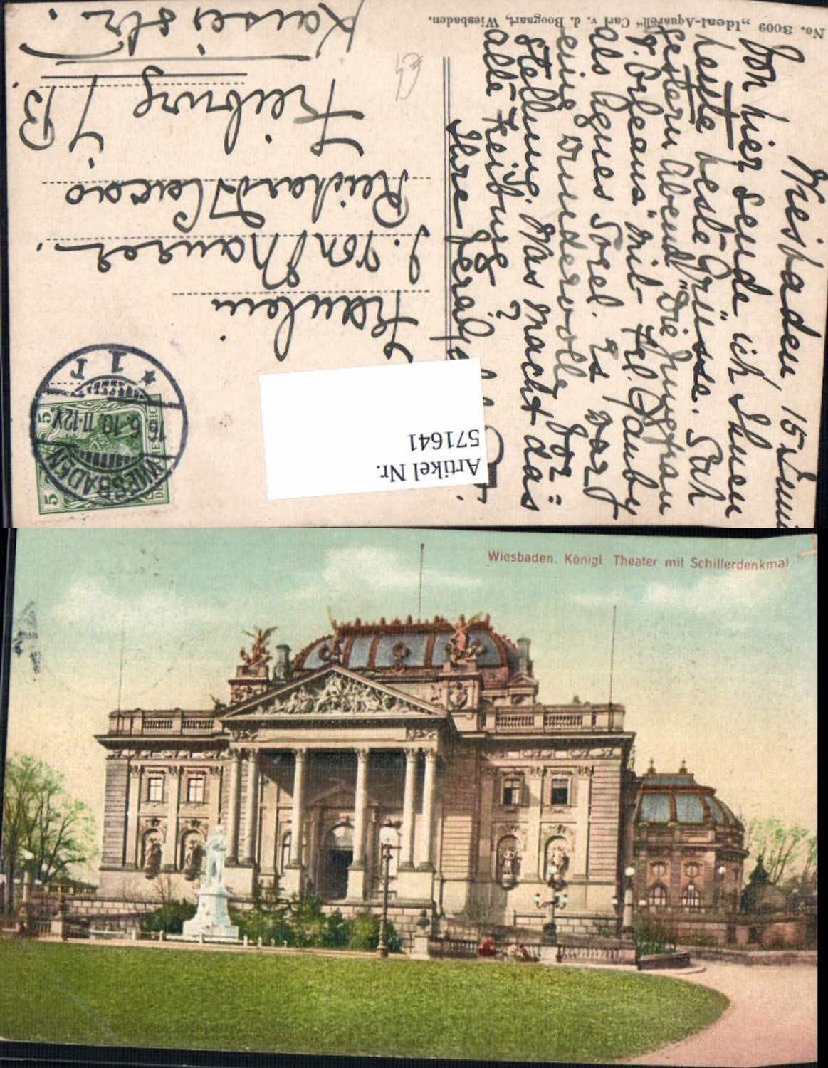 571641, Wiesbaden Royal Theatre with Schiller Monument