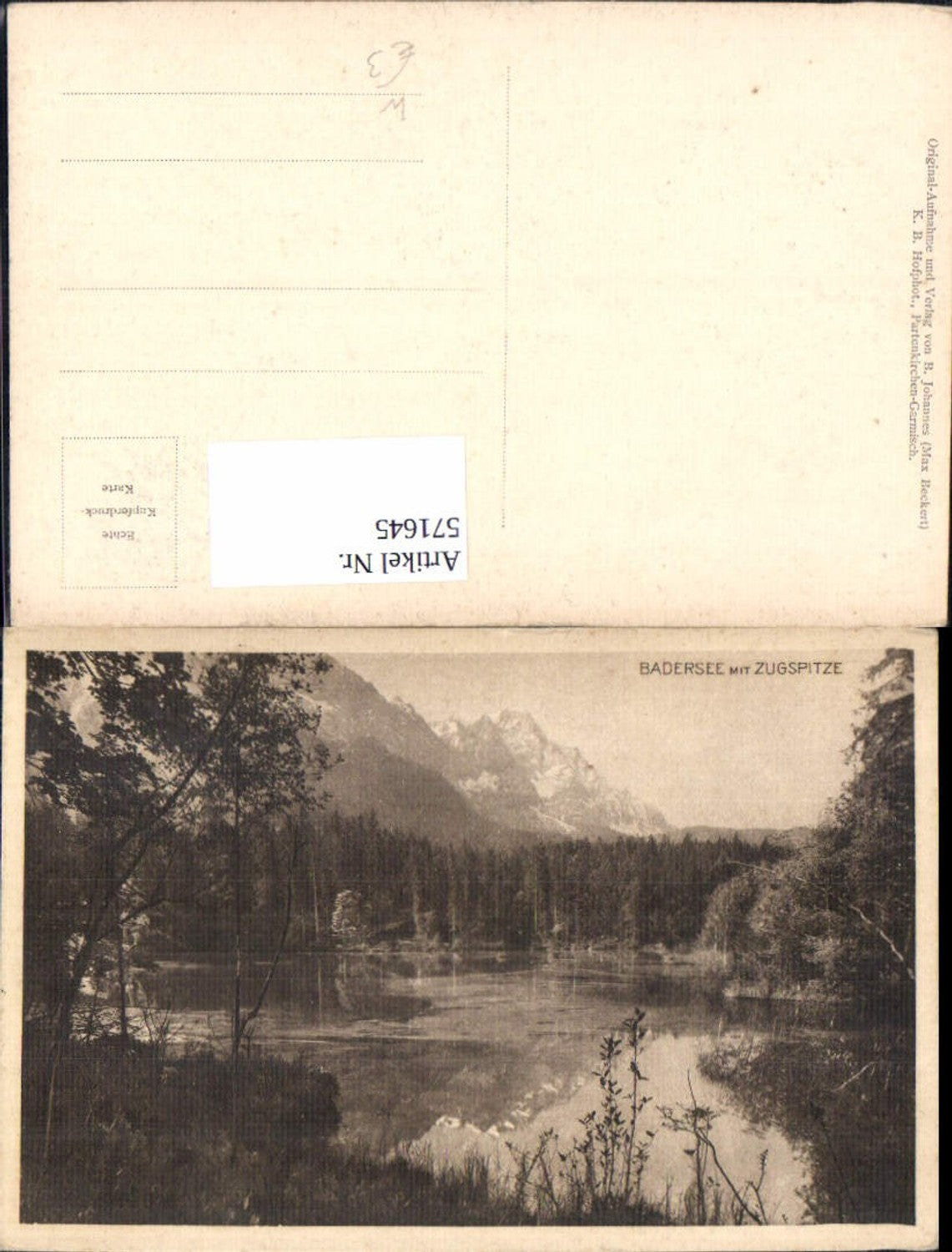 571645,Badersee b. Grainau Garmisch-Partenkirchen m. Zugspitze