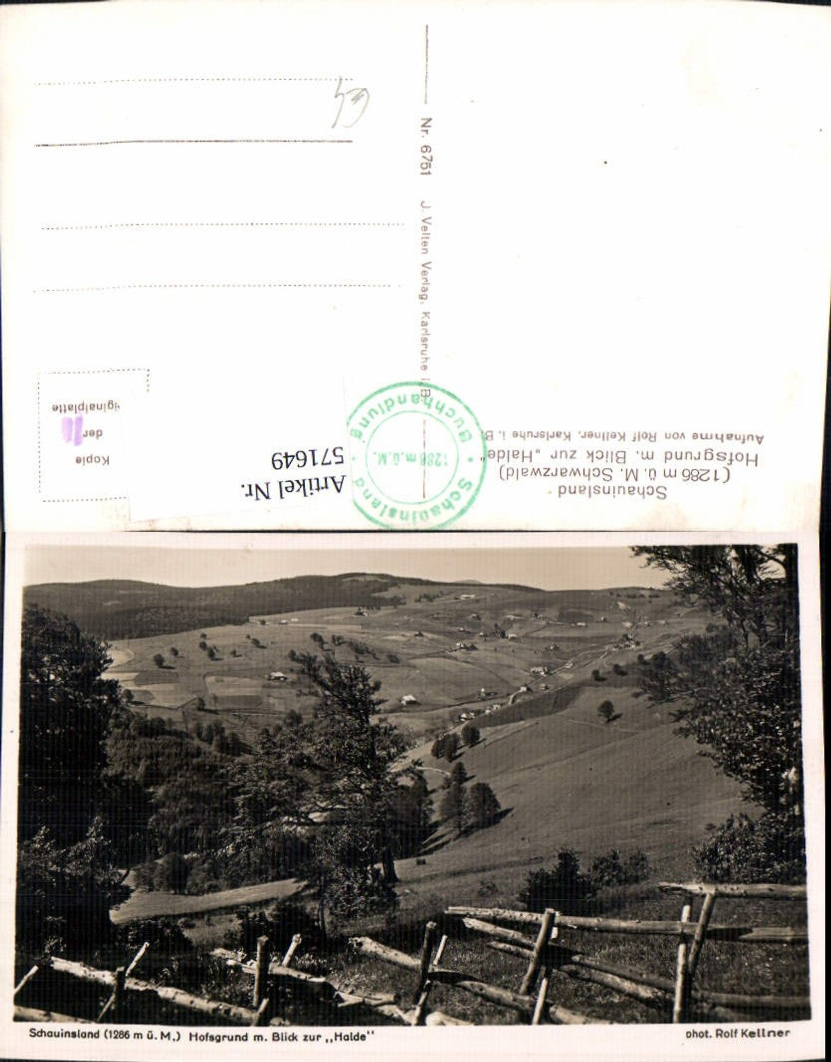 571649,Foto Ak Schauinsland Freiburg im Breisgau Hofsgrund m. Blick zur Halde