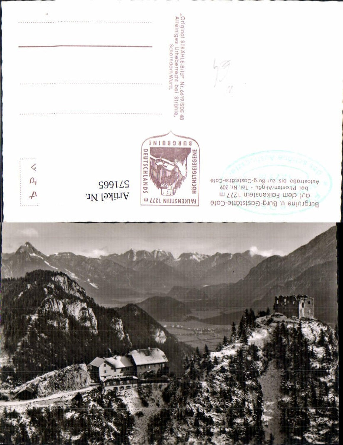 571665,Foto Ak Pfronten Allgäu Burgruine u. Burg Gaststätte Cafe auf dem Falkenstein