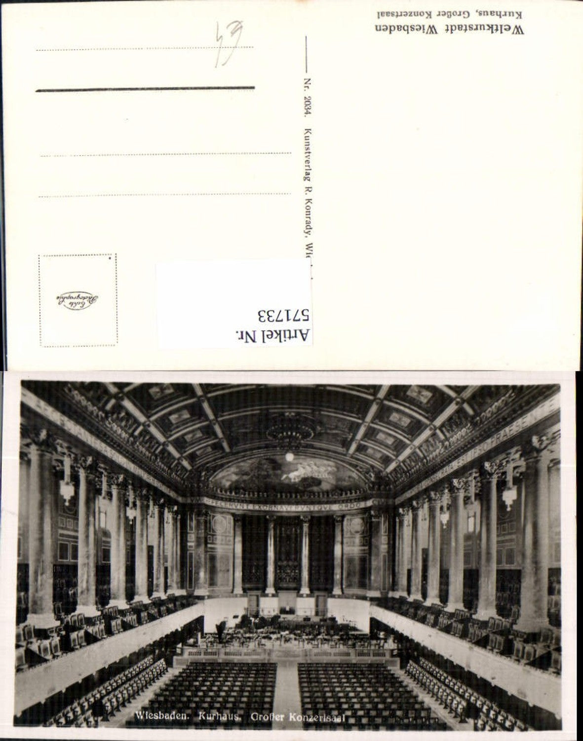 571733,Foto Ak Wiesbaden Kurhaus Gr. Konzertsaal