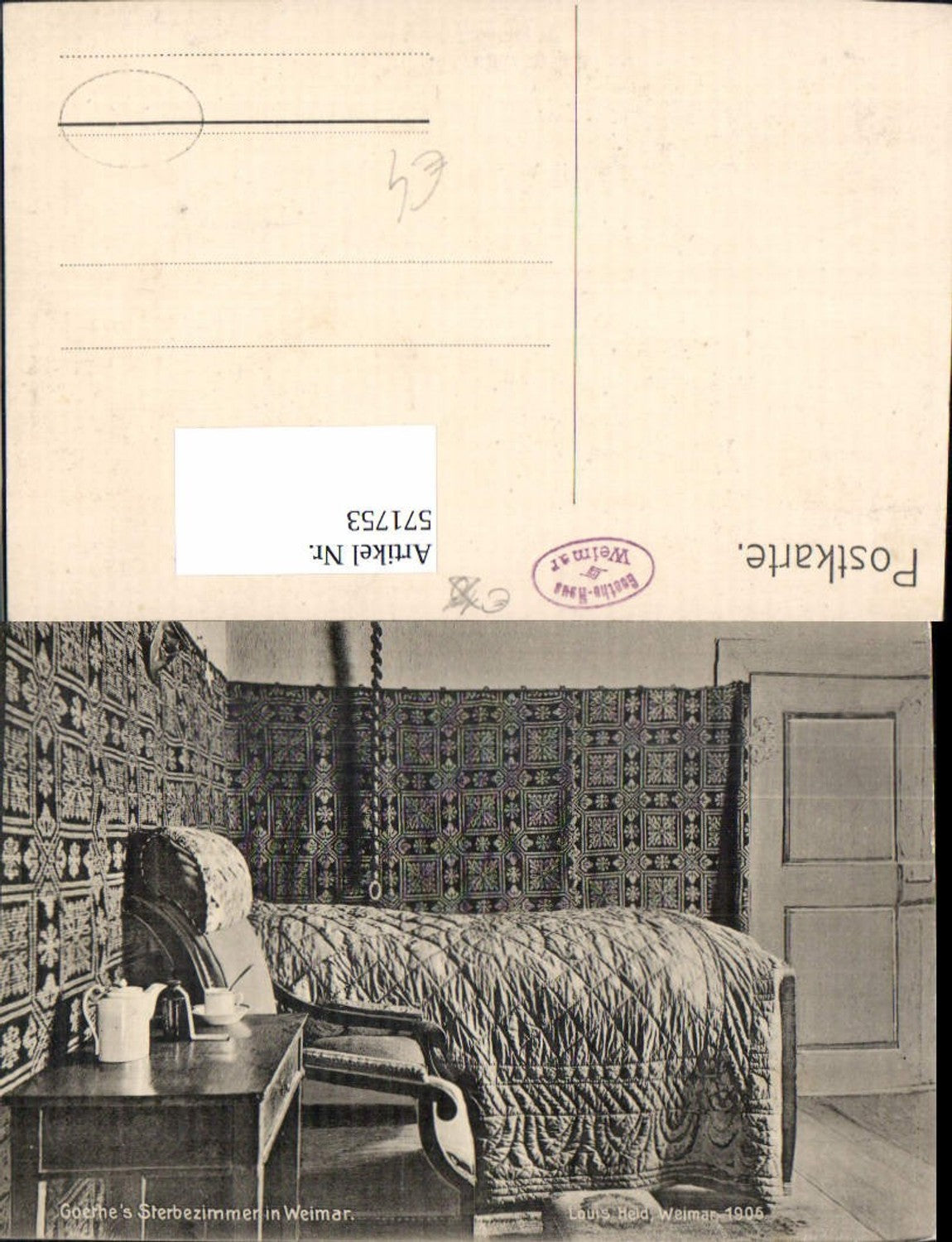 571753, Weimar Goethe Death Room Bed Bedroom