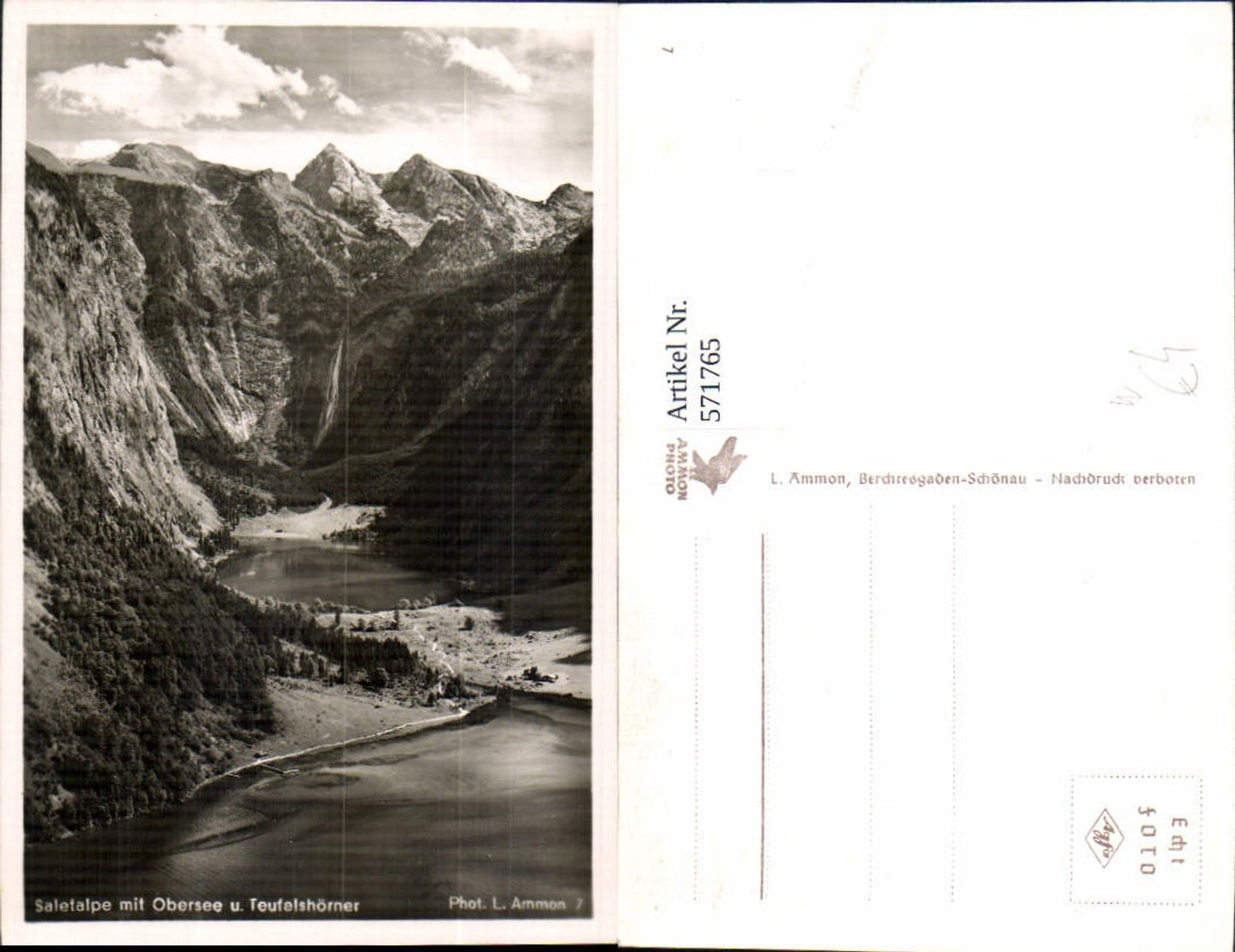 571765,Saletalpe m. Obersee u. Teufelshörner Saletalm Schönau am Königssee