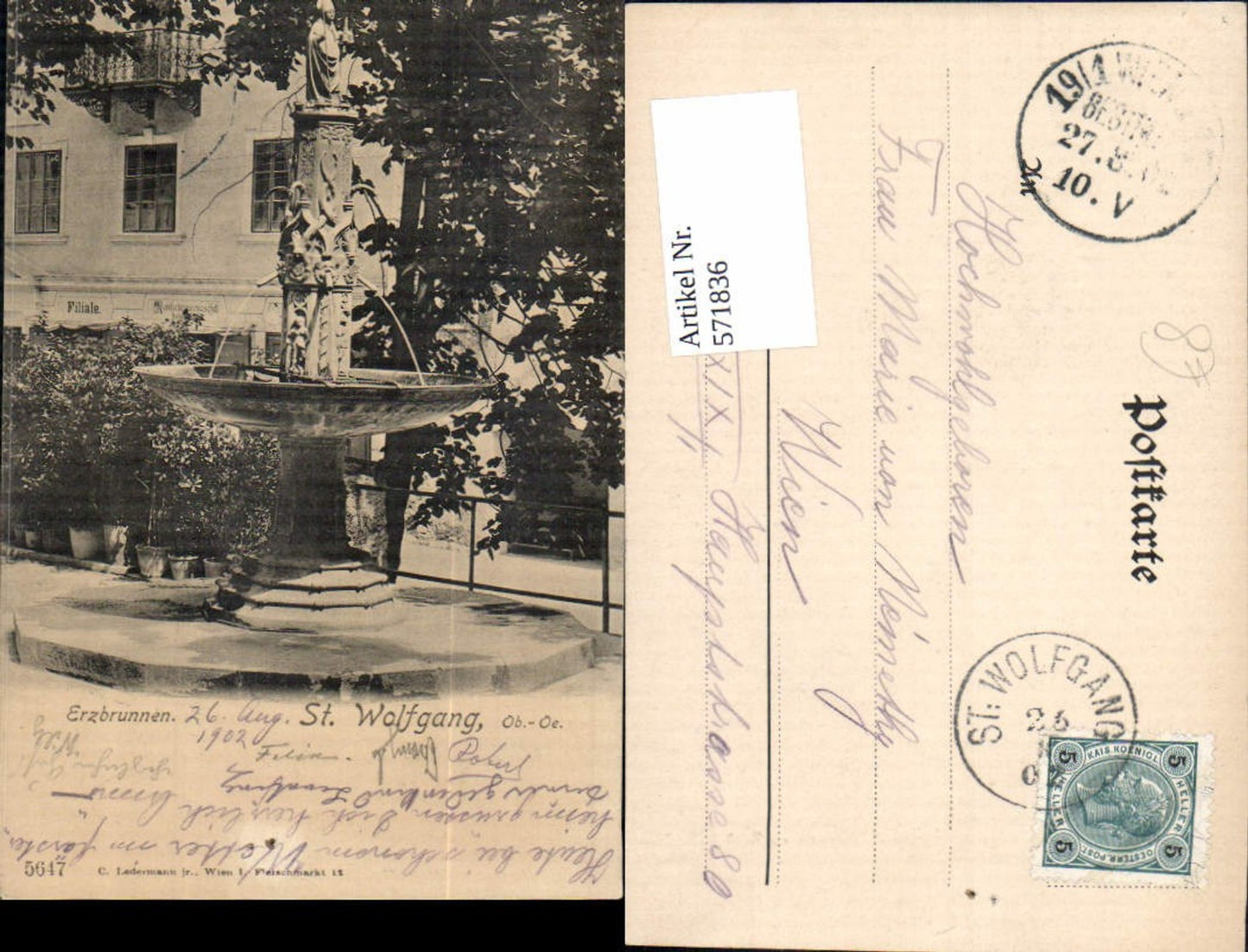 571836,St Wolfgang am Wolfgangsee Erzbrunnen Brunnen pub Ledermann 5647