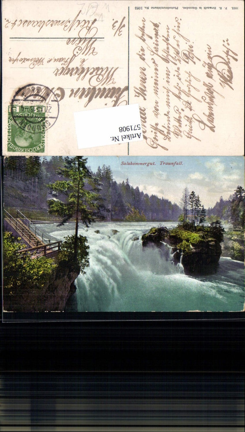 571908,Traunfall bei Gmunden Roitham Salzkammergut pub Brandt 1083