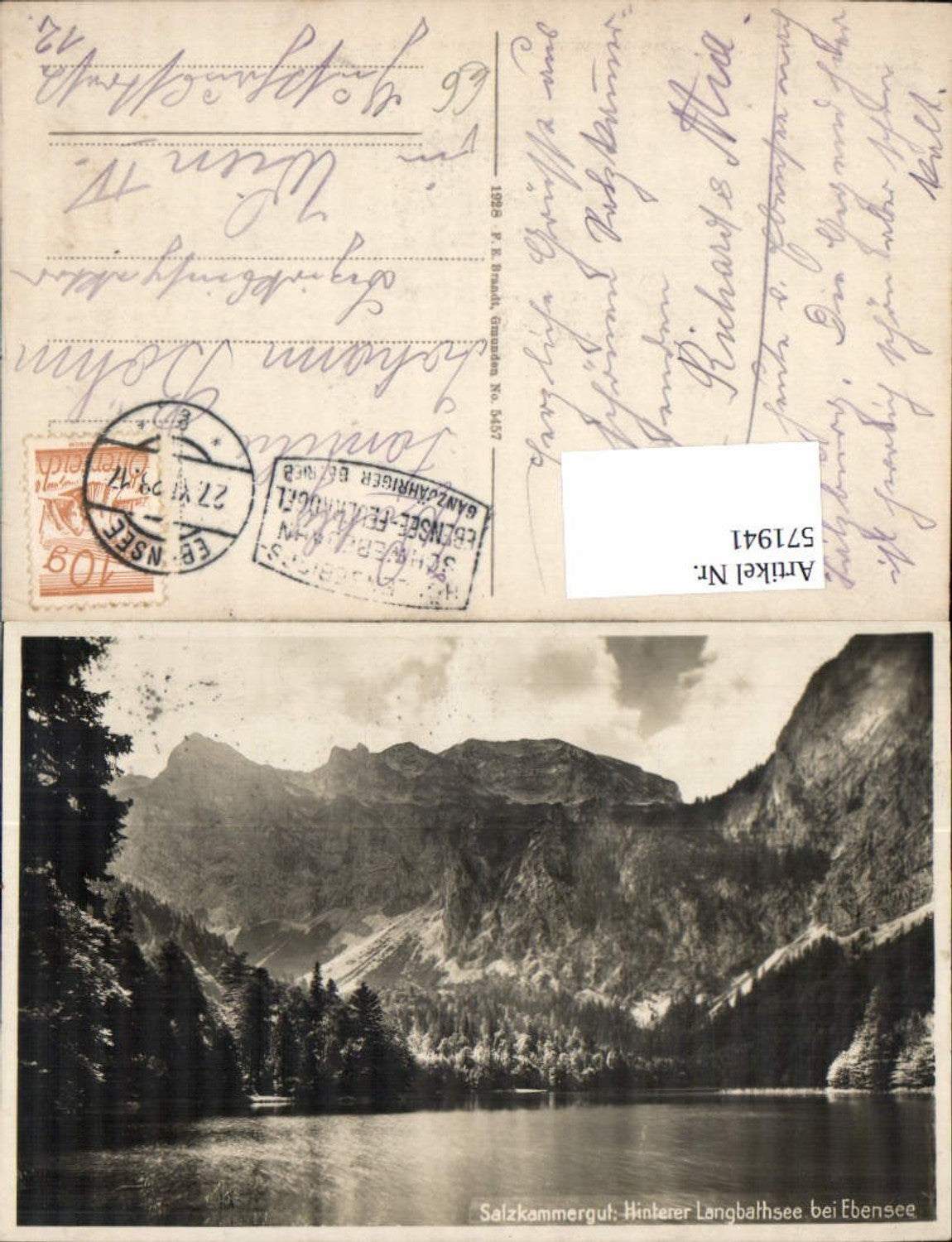 571941,Hinterer Langbathsee bei Ebensee pub Brandt 5457