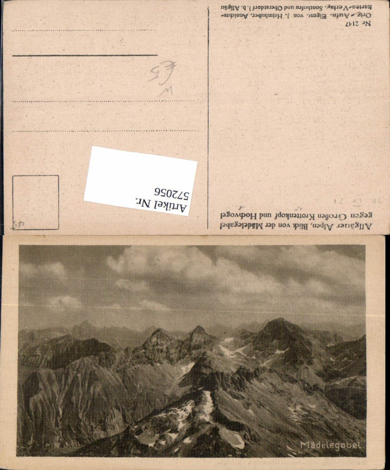 572056,Mädelegabel b. Oberstdorf Allgäu geg. Gr. Krottenkopf u. Hochvogel