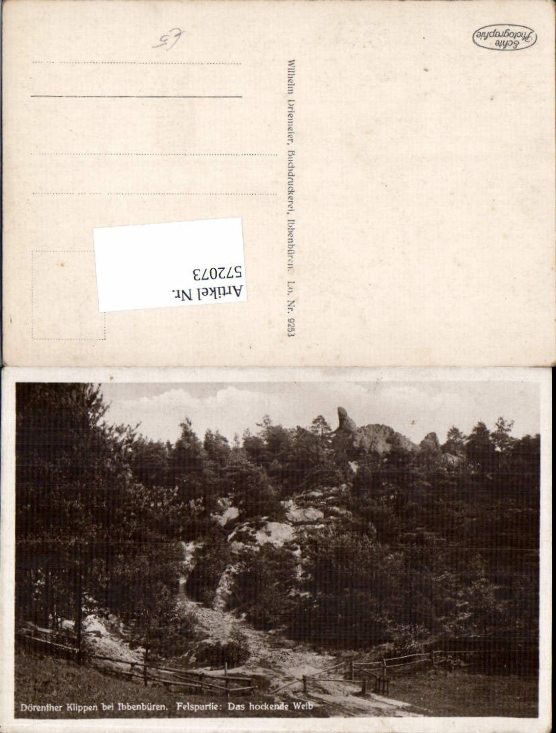 572073,Foto Ak Dörenther Klippen b. Ibbenbüren Felspartie das hockende Weib