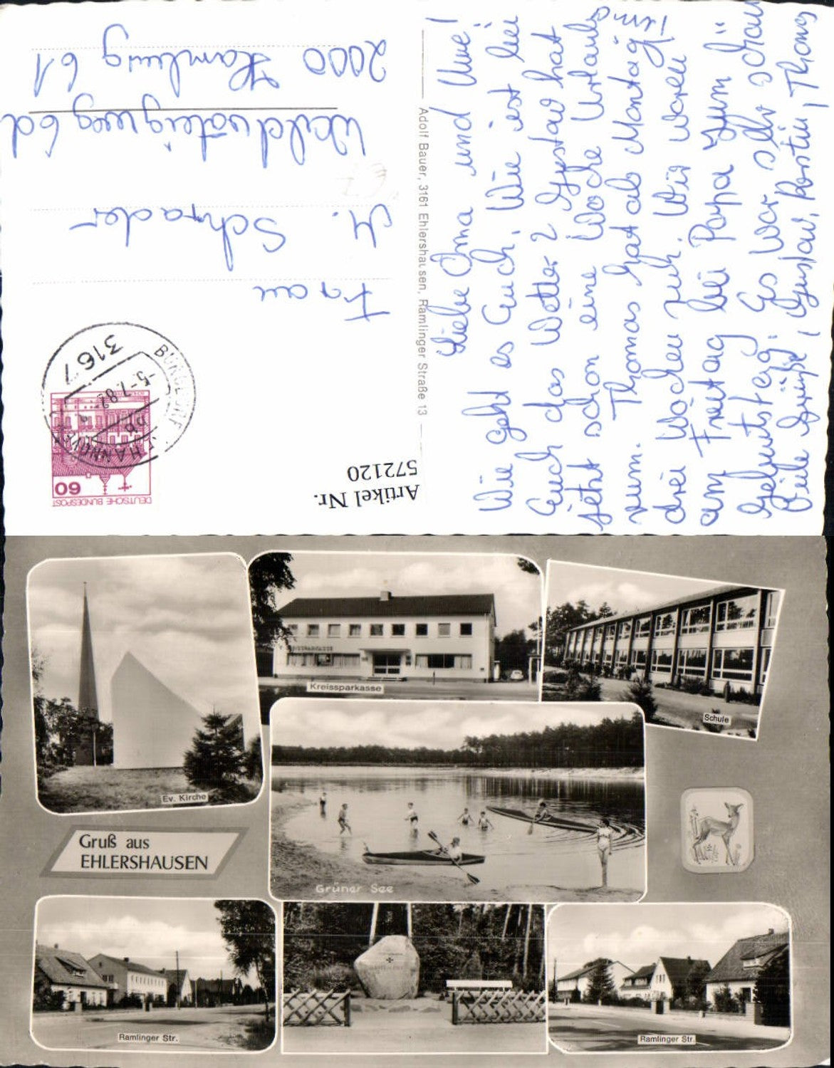 572120,Mehrbild Ak Ramlingen-Ehlershausen Burgdorf Grüner See Ramlinger Straße Kirche