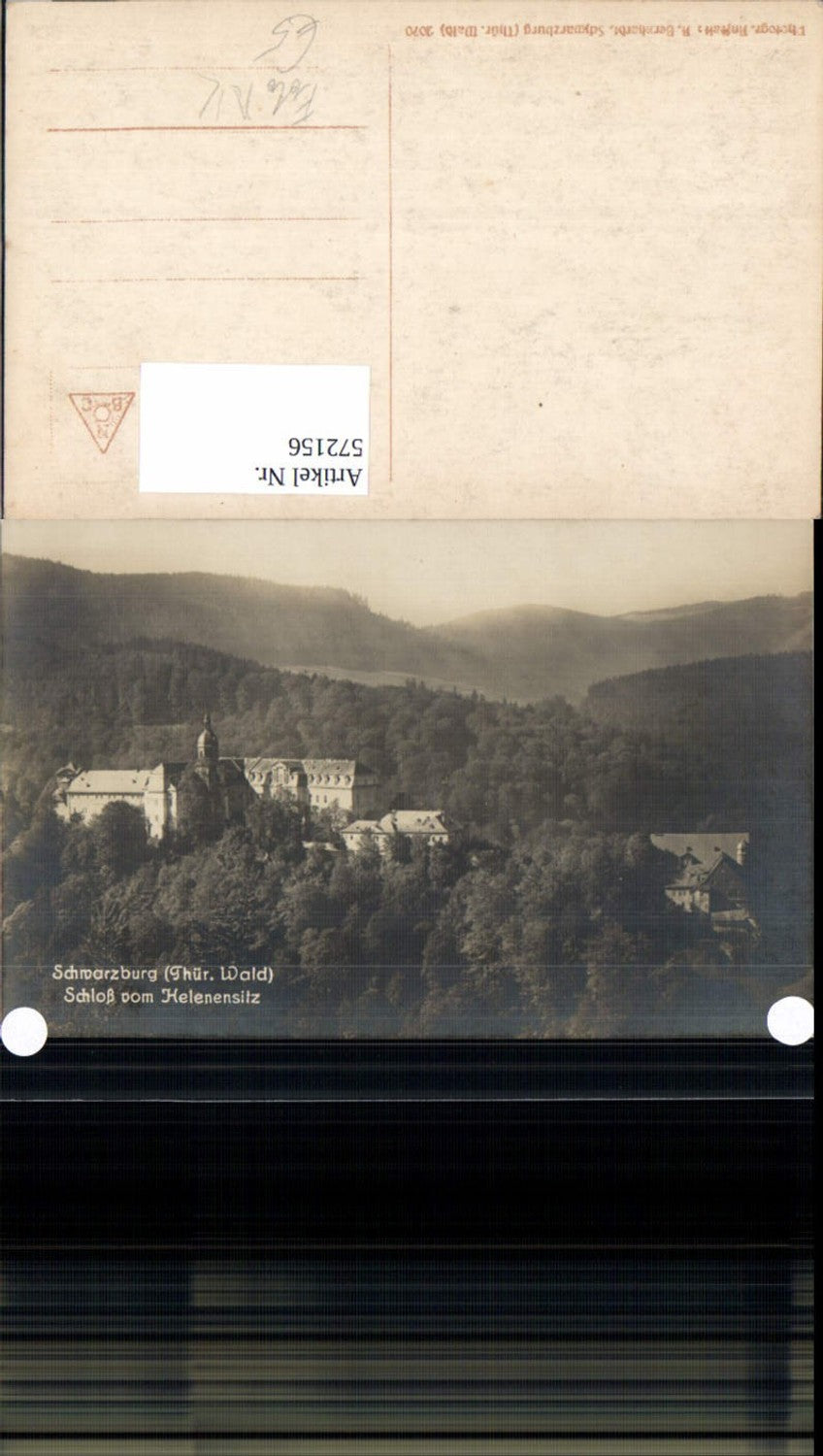 572156,Foto Ak Schwarzburg Thüringer Wald Schloss v. Helenensitz