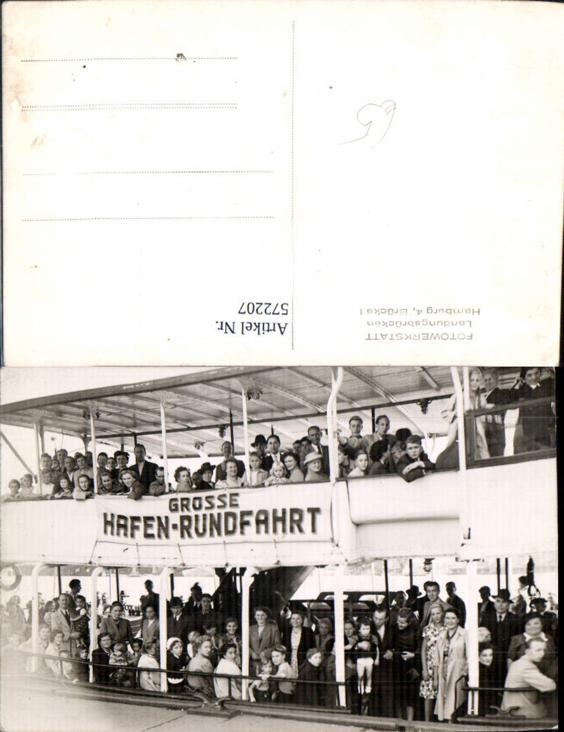 572207,Foto Ak Grosse Hafenrundfahrt Schiff Hamburg Landungsbrücken