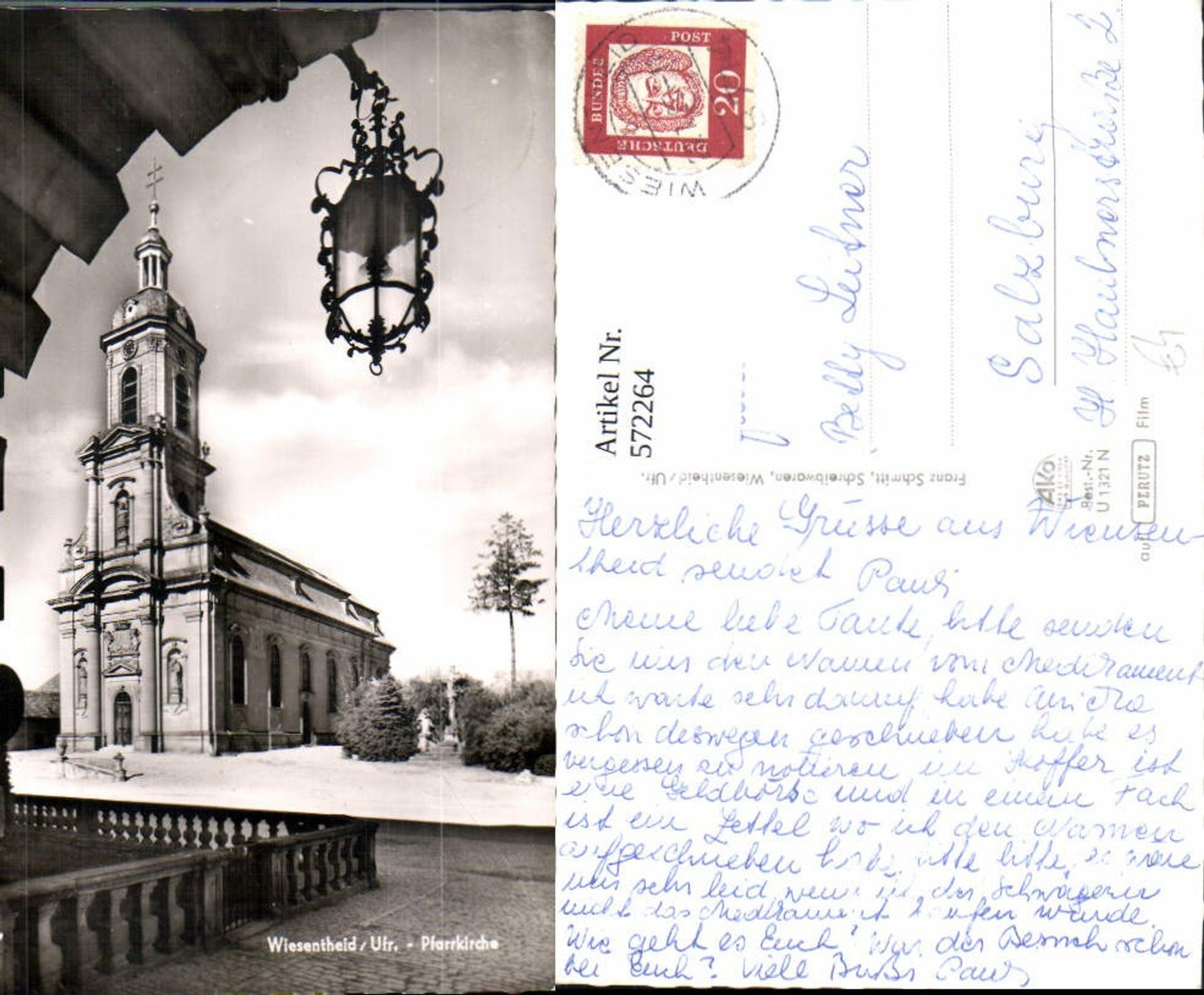 572264,Foto Ak Wiesentheid Pfarrkirche Kirche