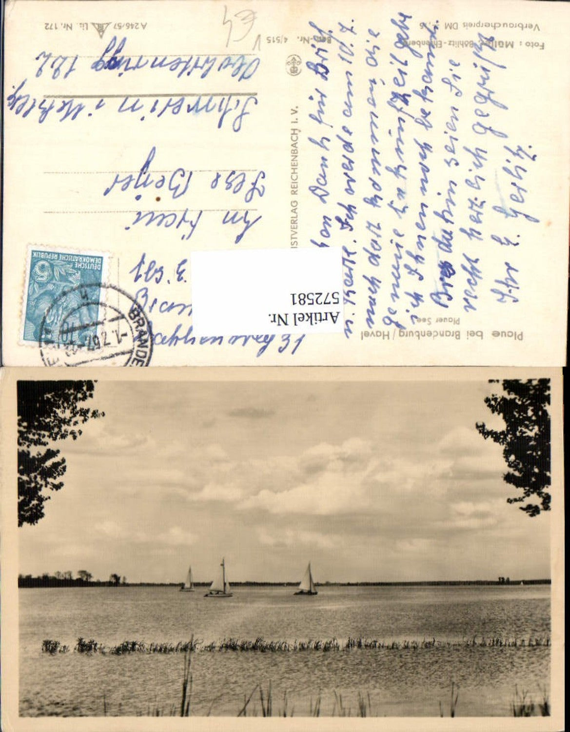 572581,Plau am See b. Brandenburg Havel Plauer See Segelboot Segeln pub VEB