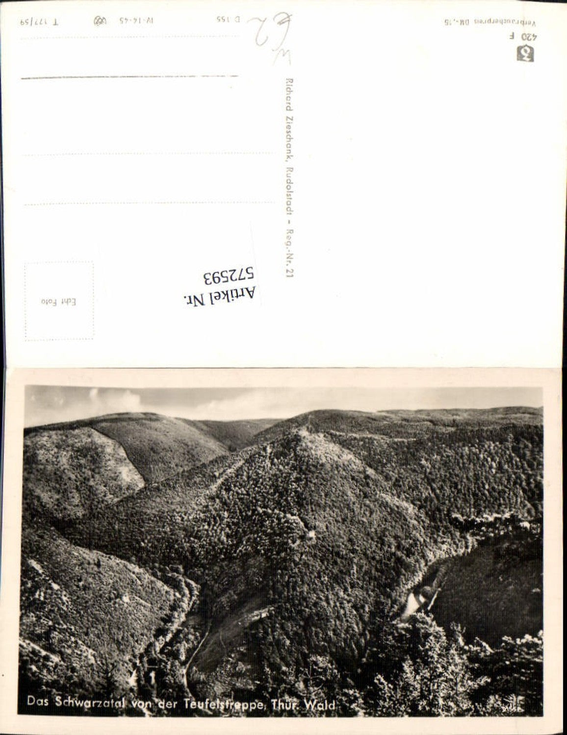 572593,Foto Ak Schwarzatal v. d. Teufelstreppe Thüringer Wald Bad Blankenburg