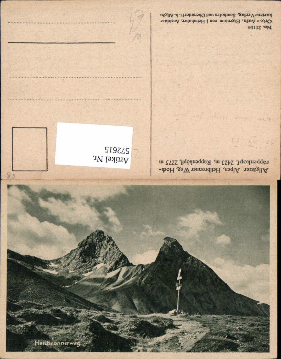 572615,Allgäuer Alpen Heilbronner Weg Hochrappenkopf Rappenköpfl b. Oberstdorf