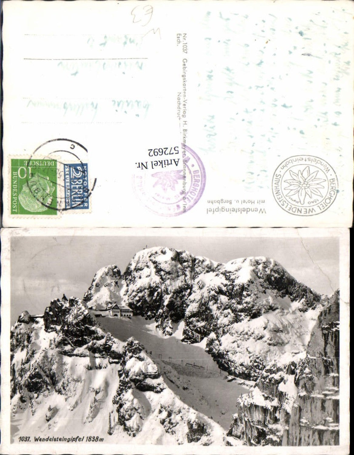 572692,Wendelsteingipfel m. Hotel Bergbahn Winteransicht Bayrischzell Brannenburg