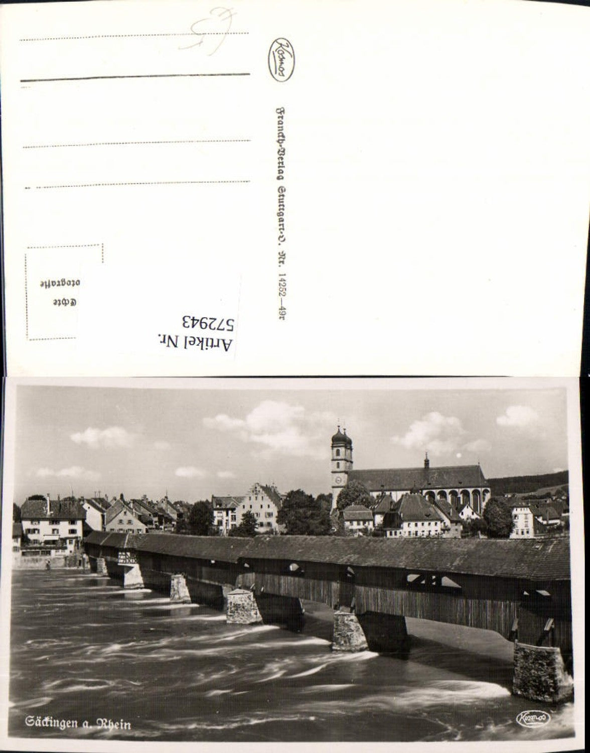 572943,Foto Ak Bad Säckingen Holzbrücke Brücke