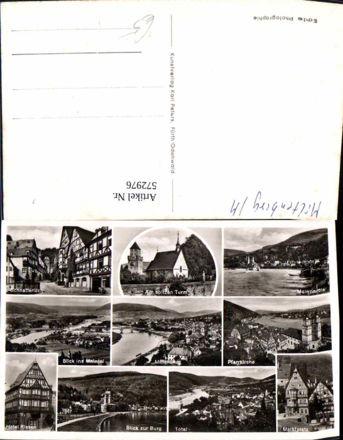 572976, Multi-image Ak Miltenberg Schnatterloch Hotel Riesen Parish Church Market Square