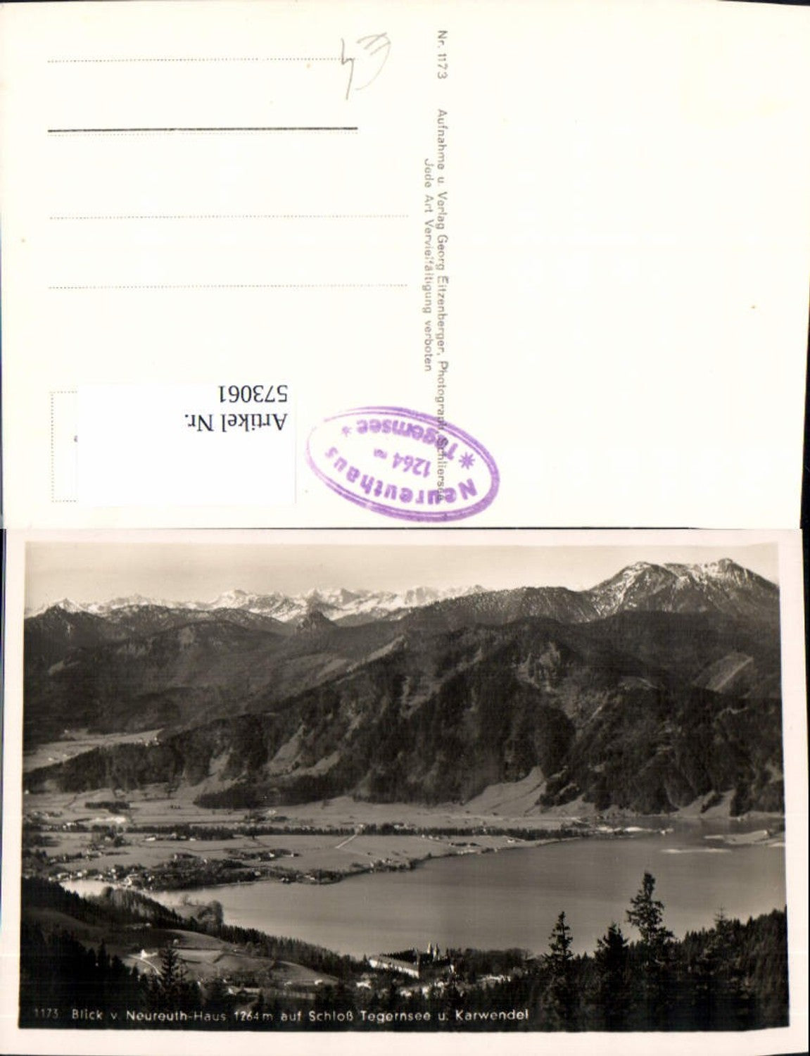 573061,Tegernsee view from. Berggasthof Neureuth at Tegernsee Castle and Karwendel