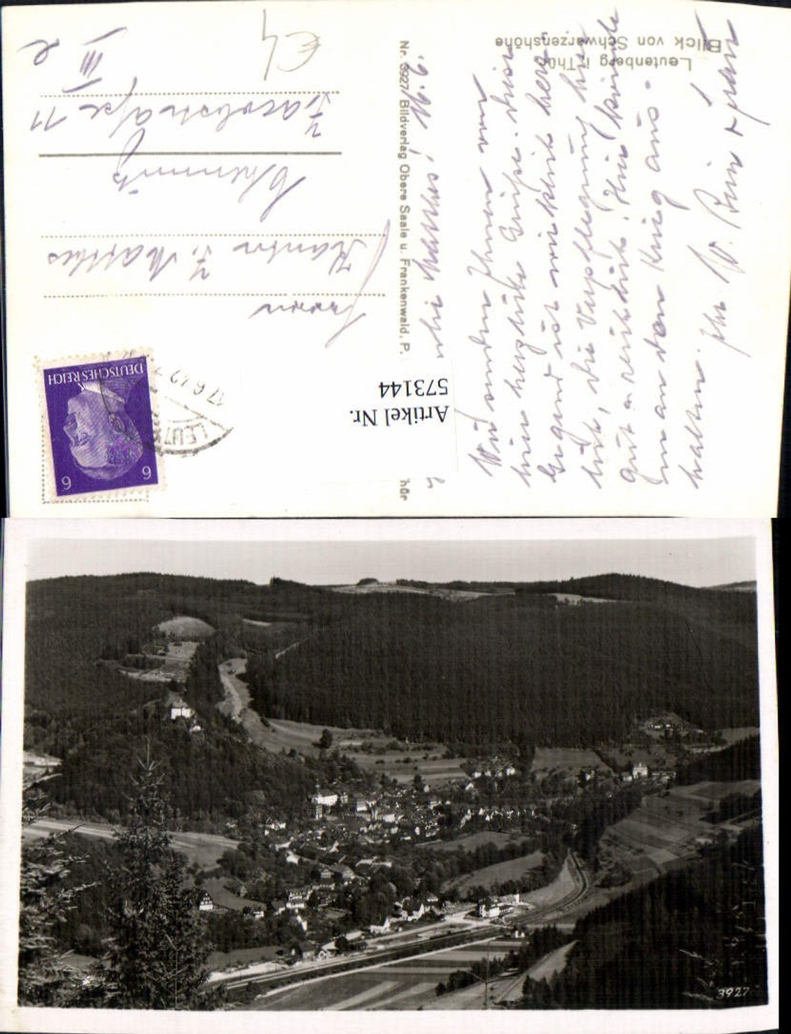 573144,Foto Ak Leutenberg Blick v. Schwarzenshöhe
