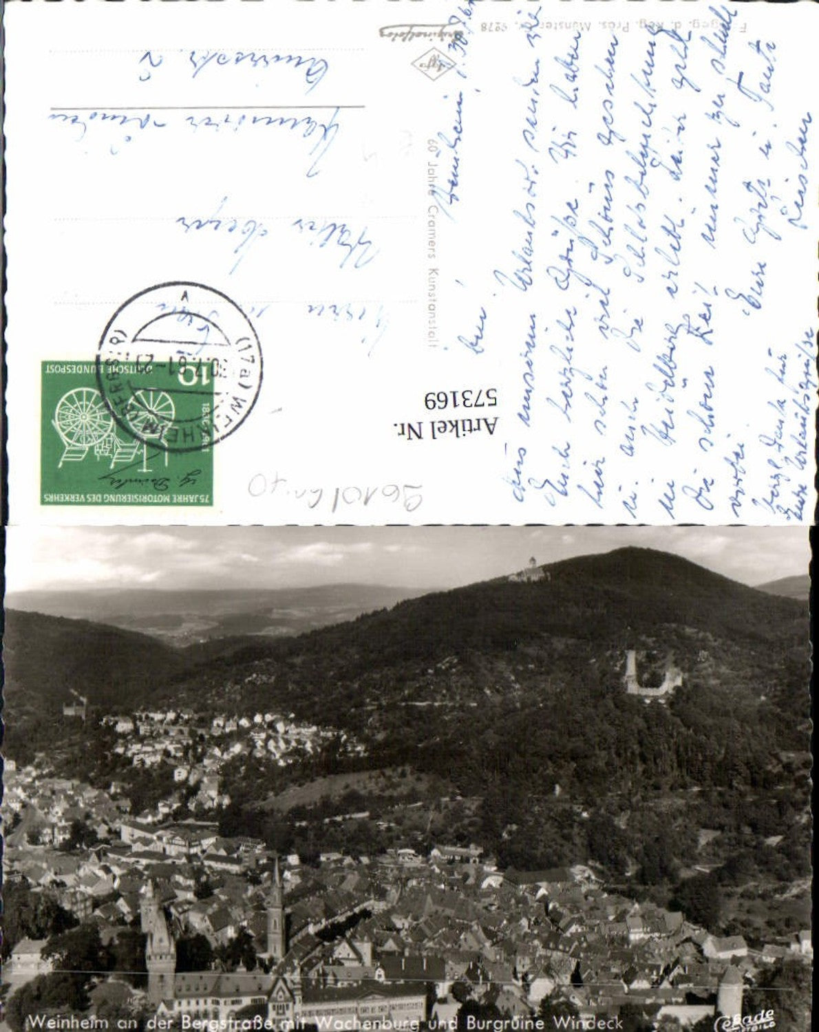 573169,Foto Ak Weinheim a. d. Bergstraße m. Wachenburg u. Burgruine Windeck