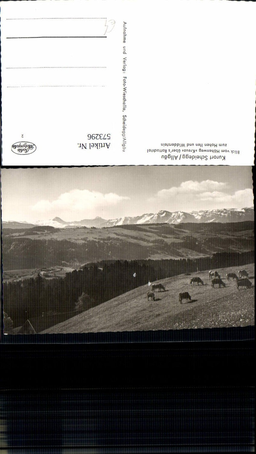 573296, Photo Ak Scheidegg Allgäu Höhenweg Kreuz Rottachtal