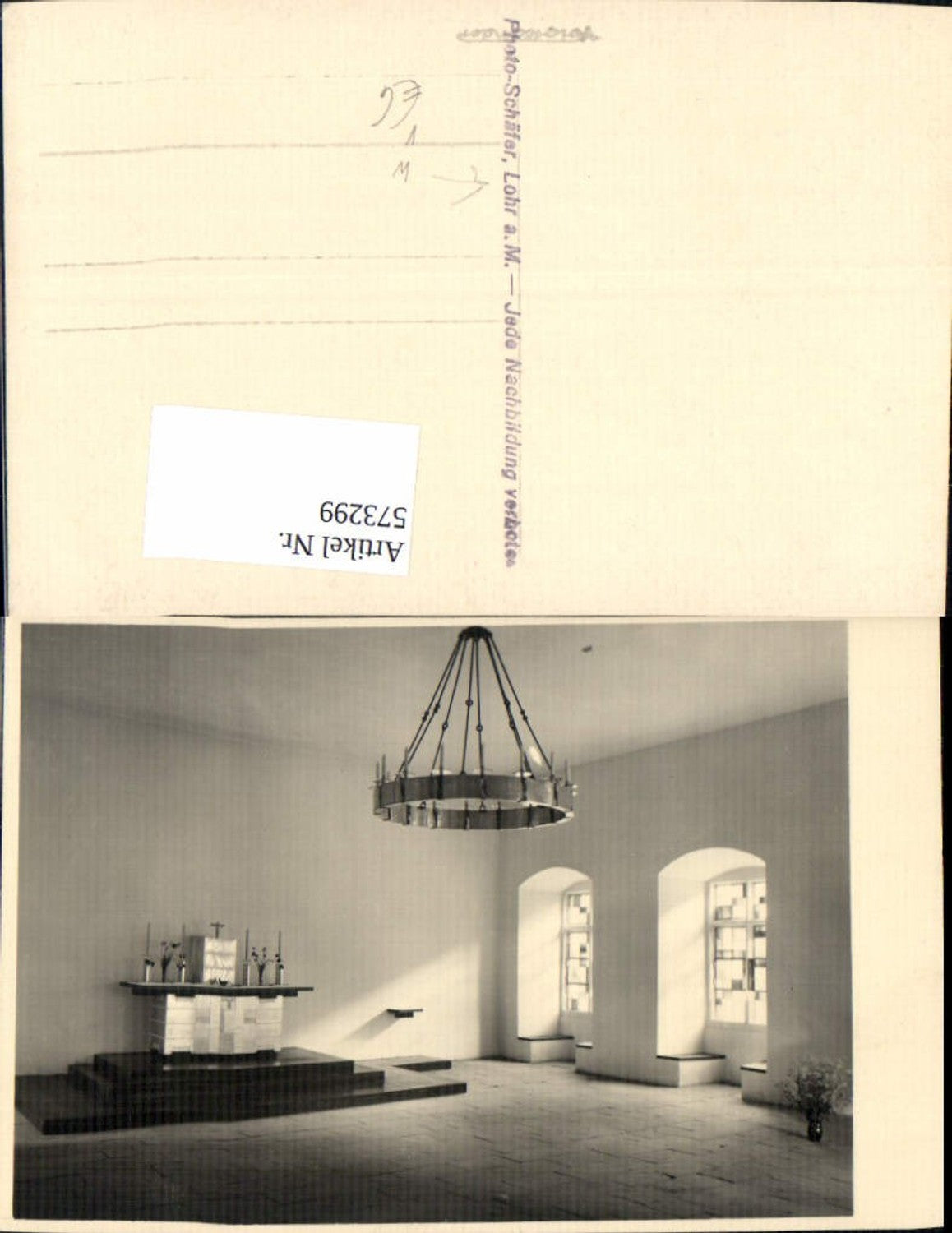 573299, Photo Ak Lohr am Main Church Modern Interior Altar pub Photo Schäfer