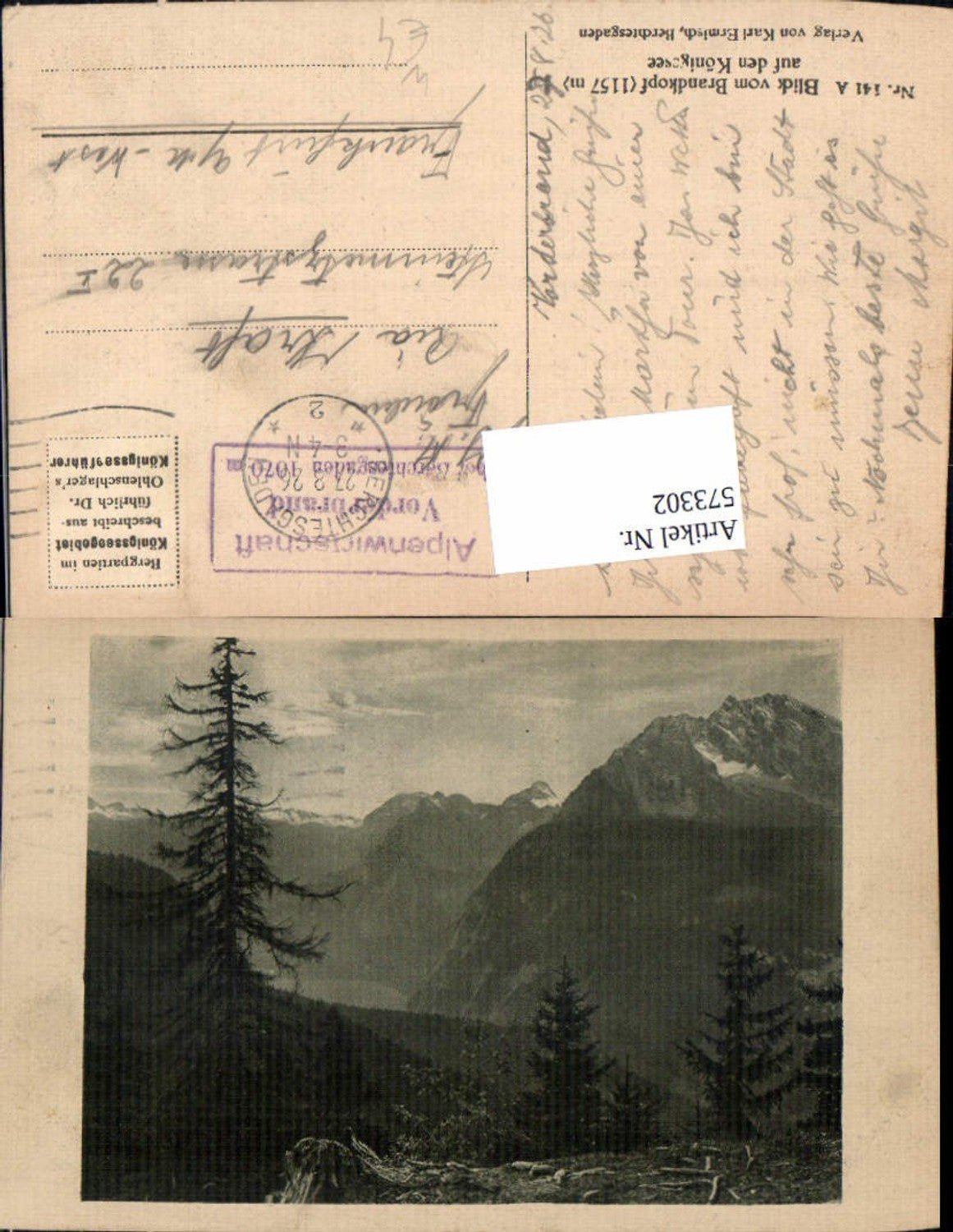 573302, View from Brandkopf towards Königssee, Schönau am Königssee