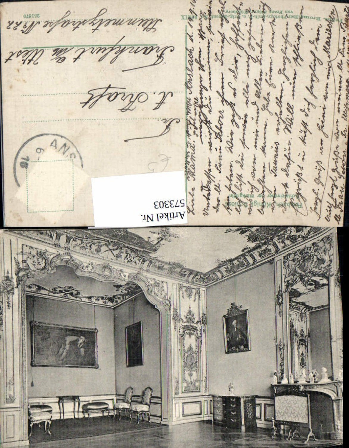 573303, Ansbach Royal Castle Bedroom of the Margravine Interior