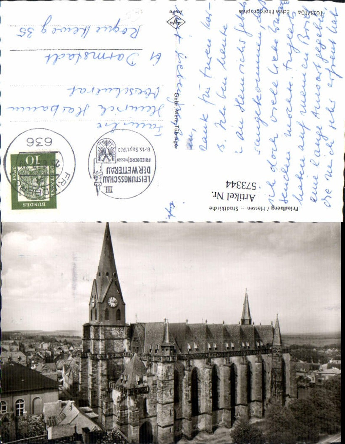 573344,Foto Ak Friedberg Hessen Stadtkirche