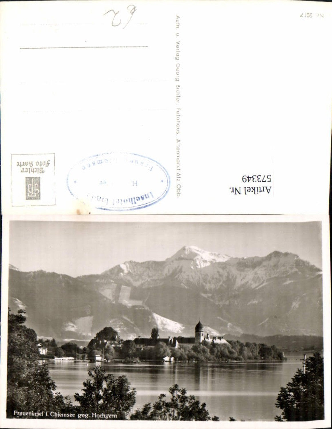 573349, Photo Ak Chiemsee Fraueninsel opposite Hochgern