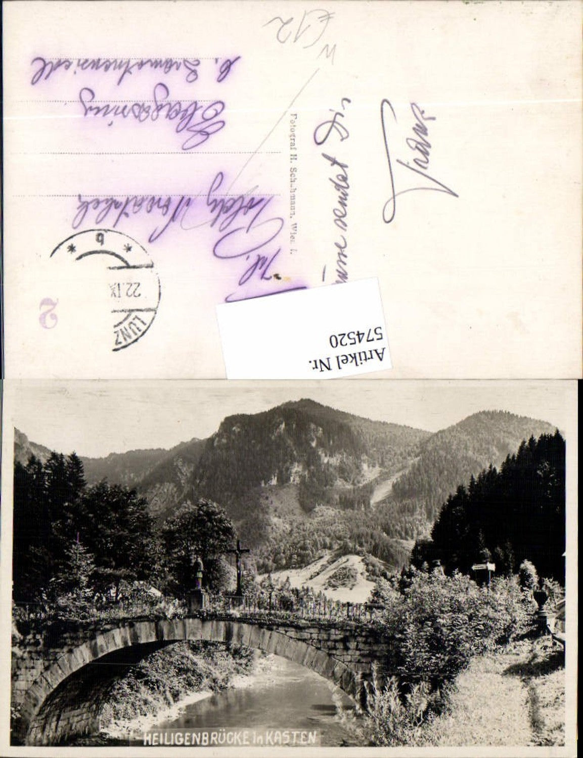 574520,Foto-AK Kasten bei Lunz am See Lunzersee Heiligenbrücke