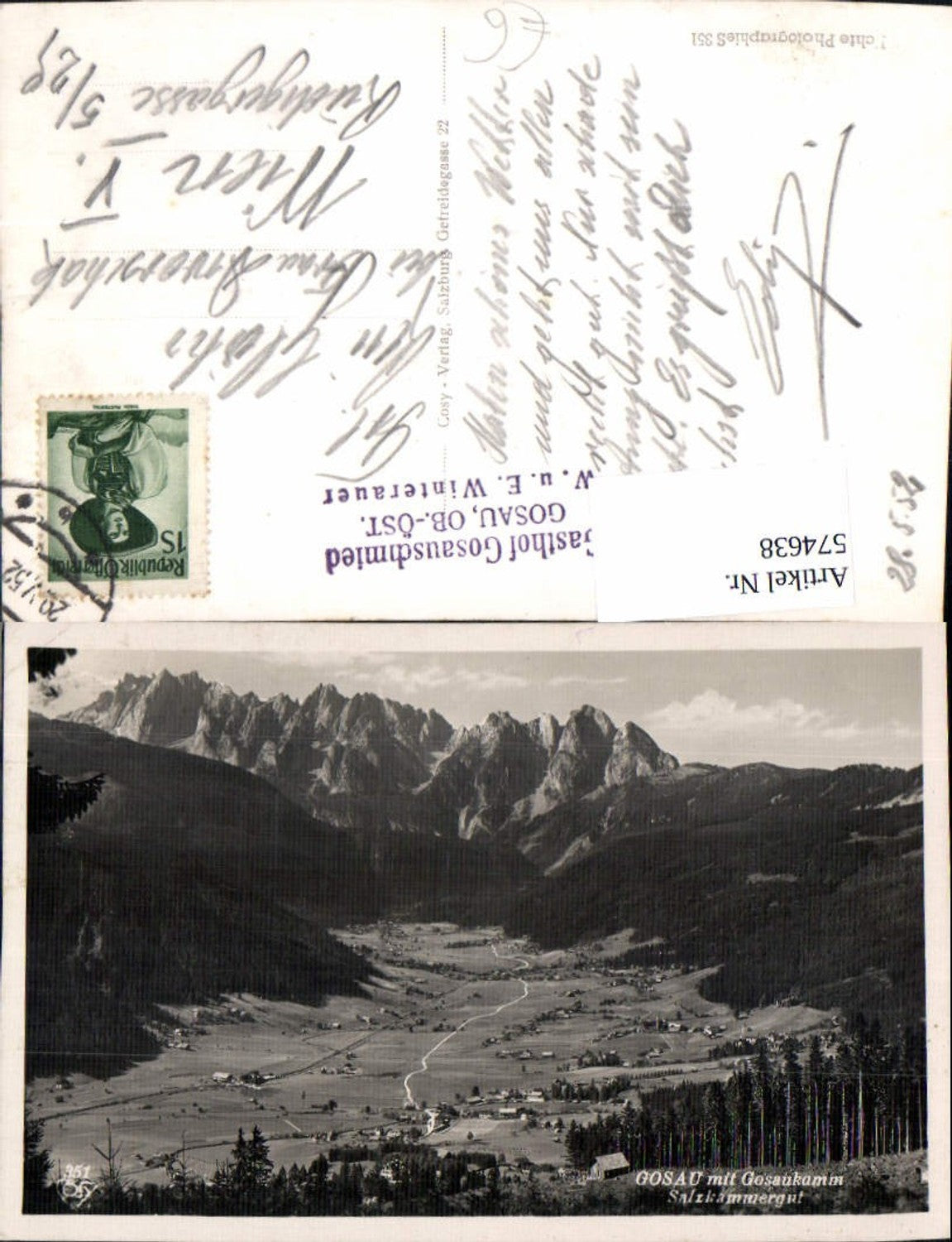 574638,Foto Ak Gosau m. Gosaukamm pub Cosy 351