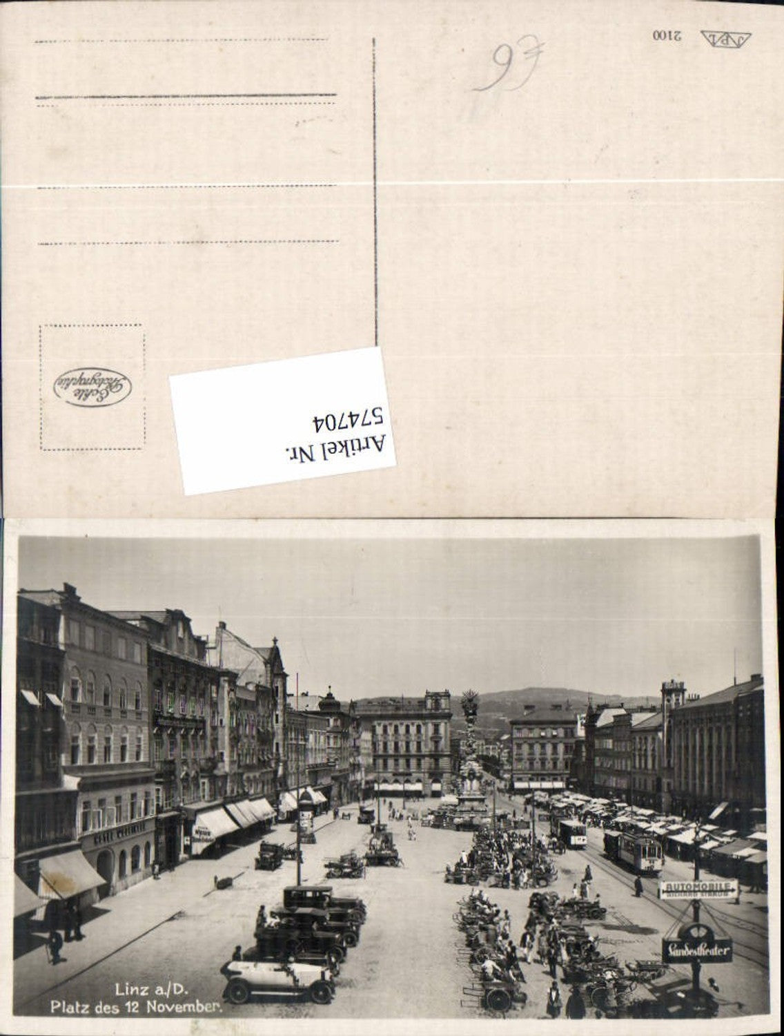 574704,Foto Ak Linz a. d. Donau Platz 12. November Hauptplatz Straßenbahn