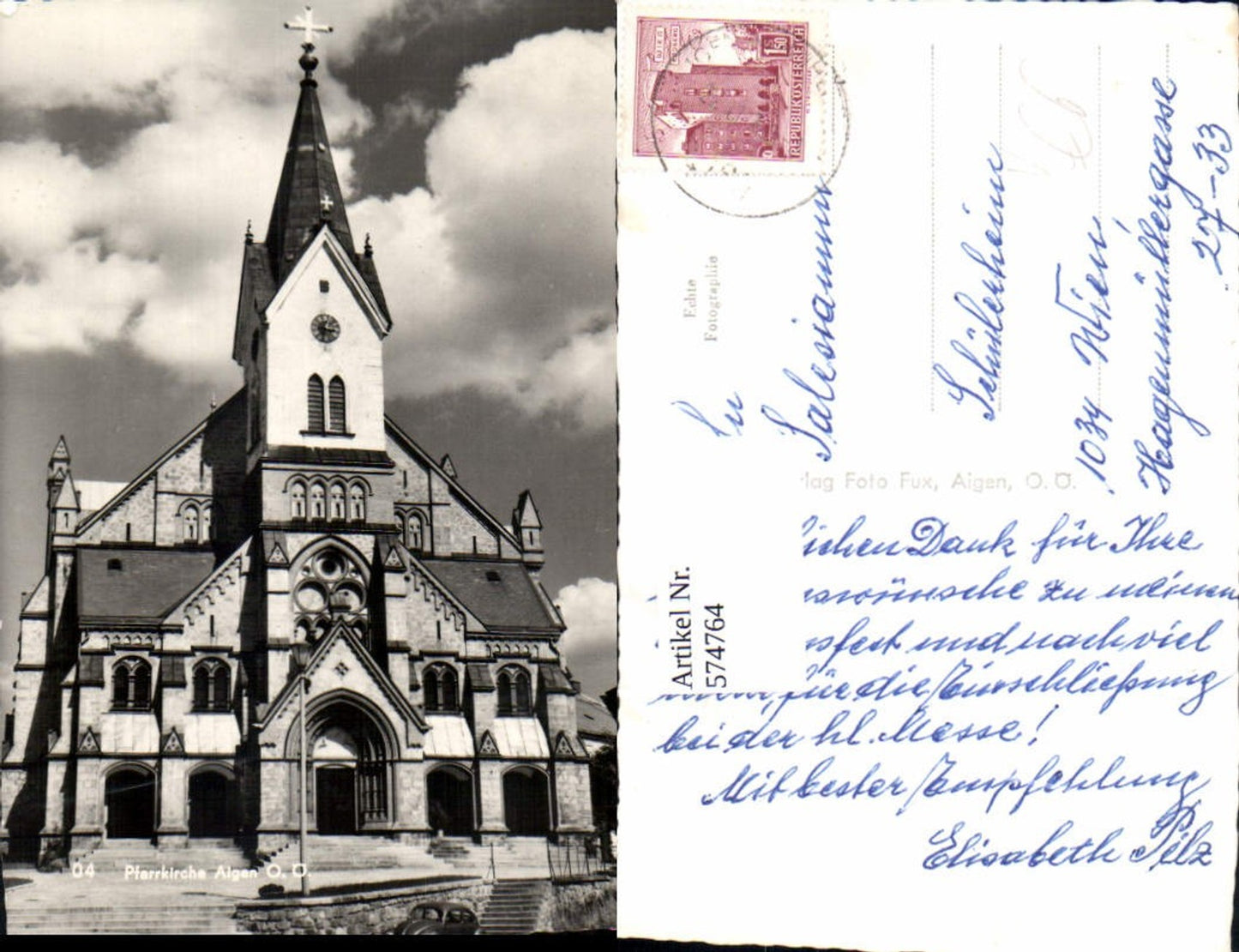 574764, Photo Ak Parish Church Aigen im Mühlkreis pub Photo Fux 04