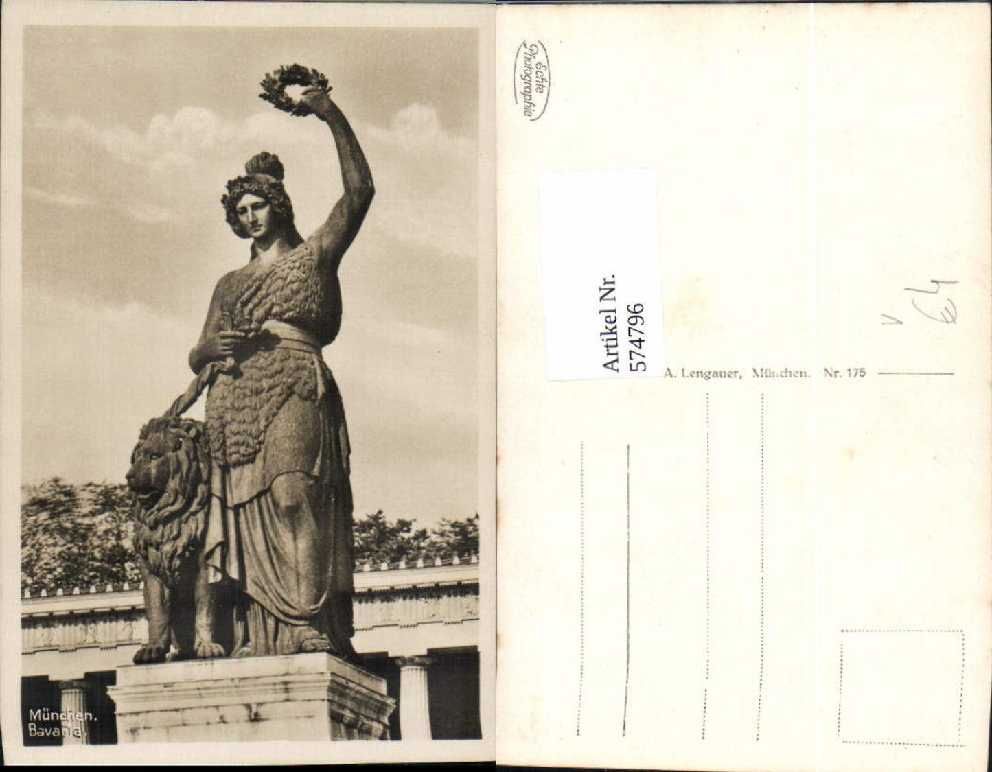 574796,Photo Ak Munich Bavaria Statue pub A. Lengauer 175