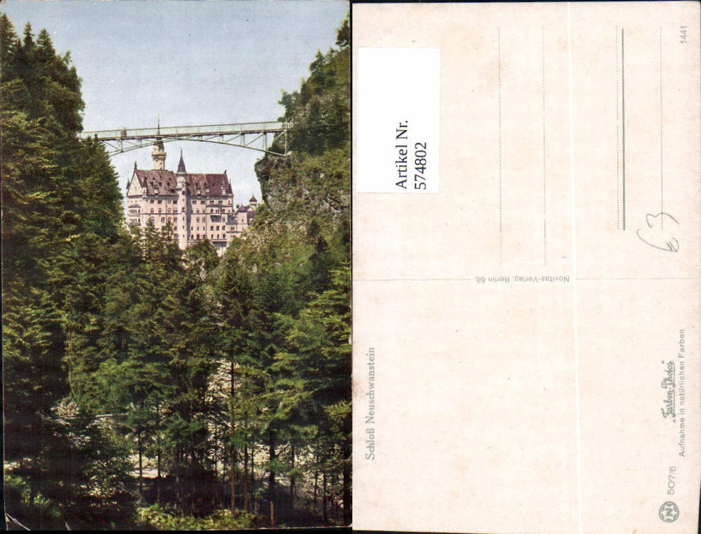 574802, Neuschwanstein Castle, Schwangau Bridge in the foreground