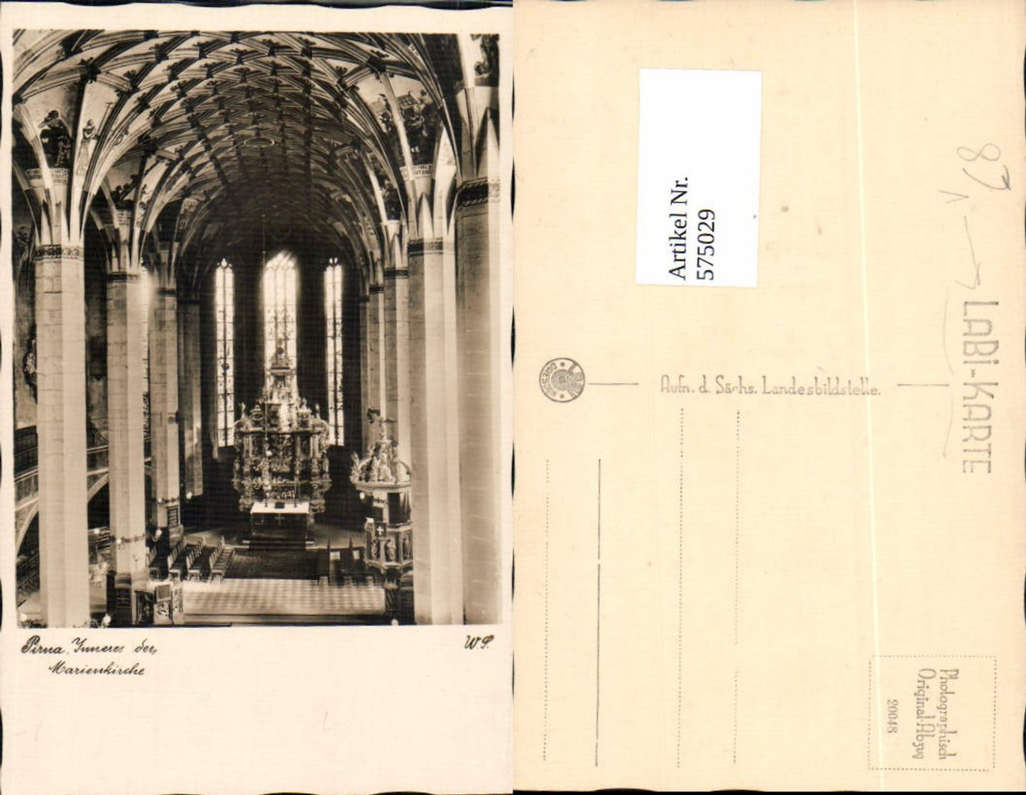 575029,Foto Ak Pirna Inneres der Marienkirche Kirche pub Labi-Karte