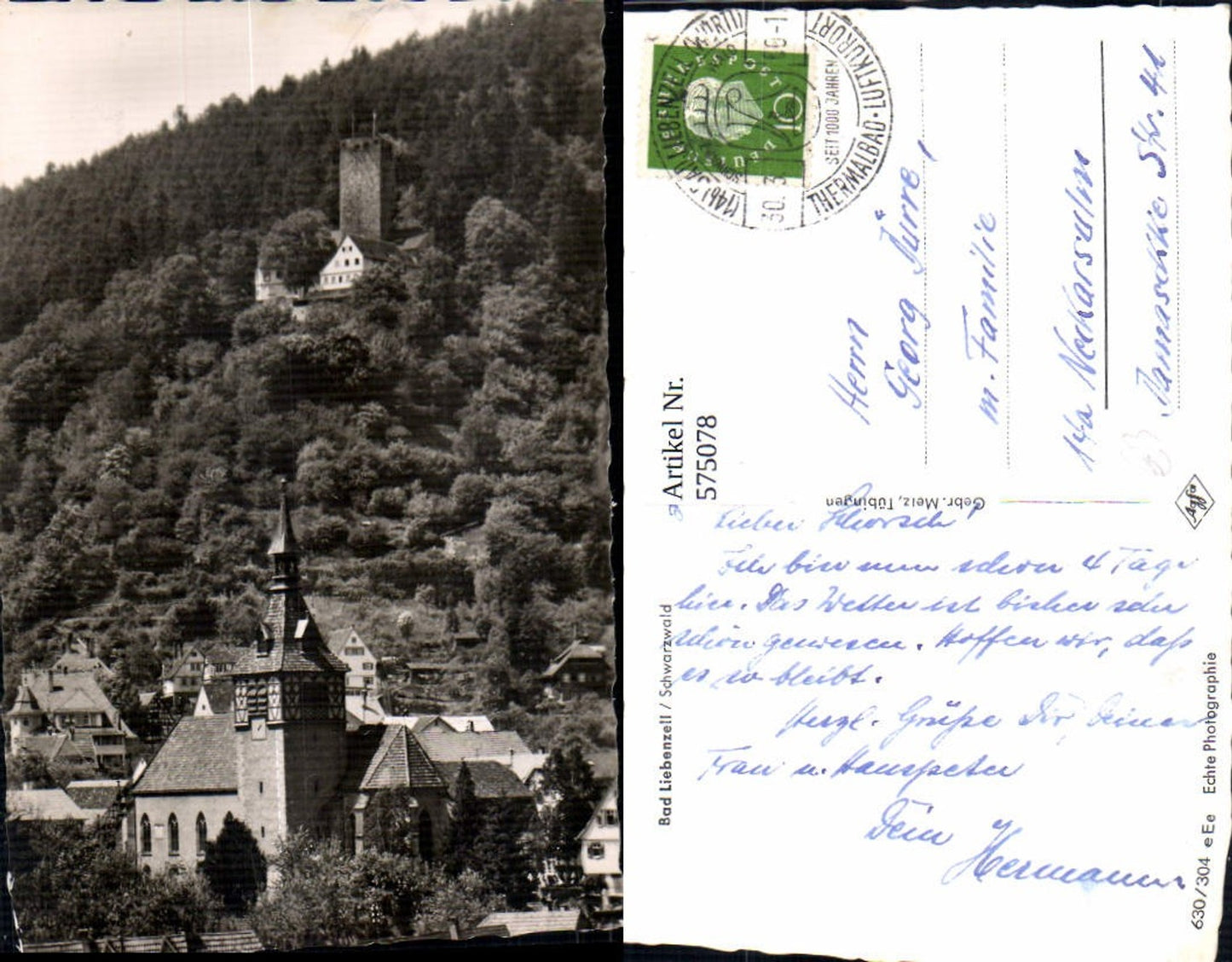 575078,Foto Ak Bad Liebenzell Schwarzwald Ansicht m. Burg