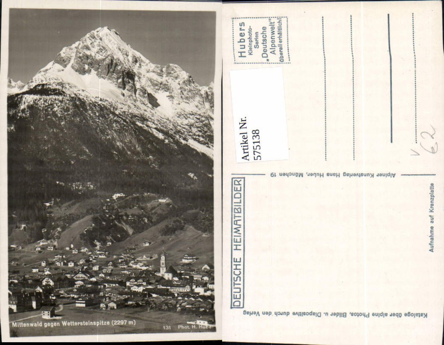 575138, Mittenwald opposite Wettersteinspitze pub Hans Huber 131